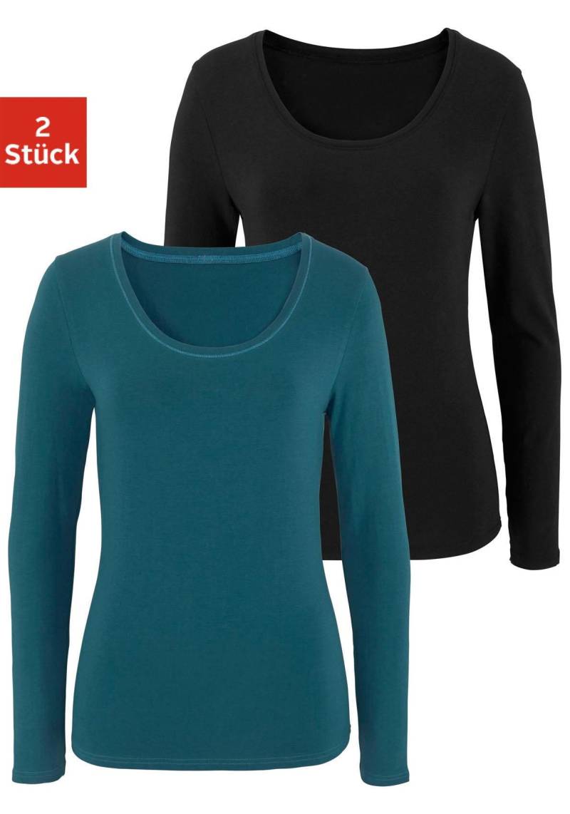 Vivance Langarmshirt »aus elastischer Baumwoll-Qualität«, (2er-Pack) von Vivance