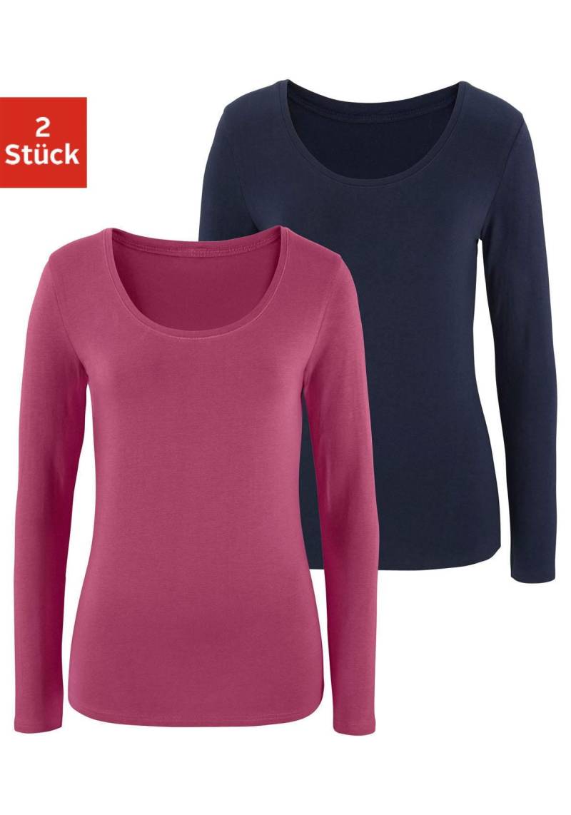 Vivance Langarmshirt »aus elastischer Baumwoll-Qualität«, (2er-Pack) von Vivance