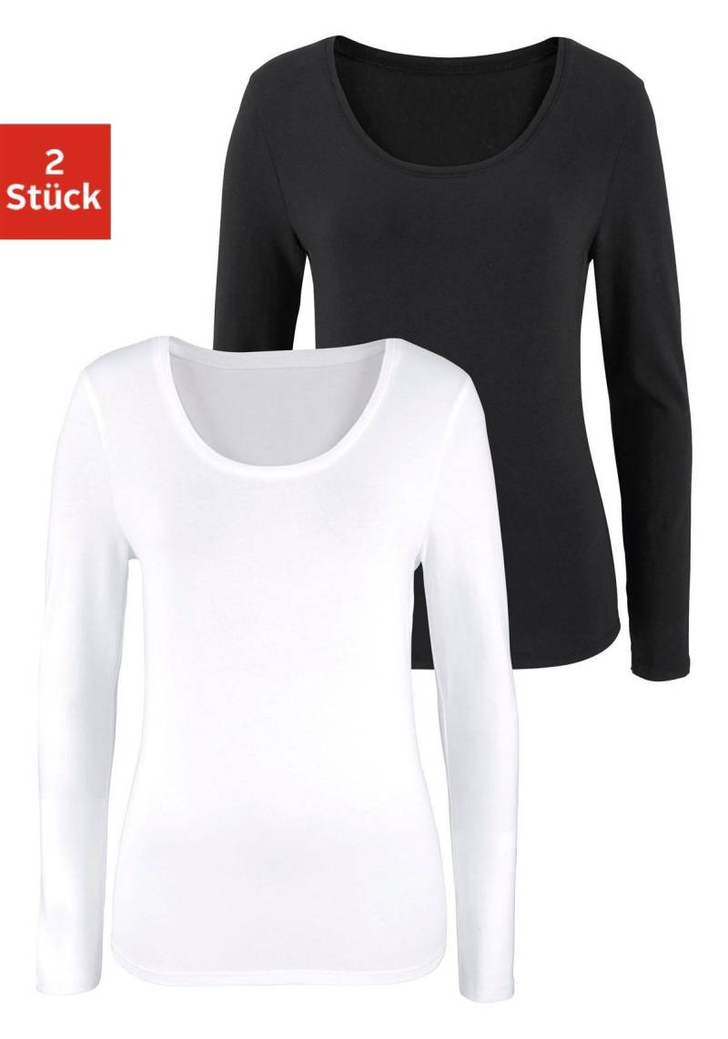 Vivance Langarmshirt »aus elastischer Baumwoll-Qualität«, (2er-Pack) von Vivance