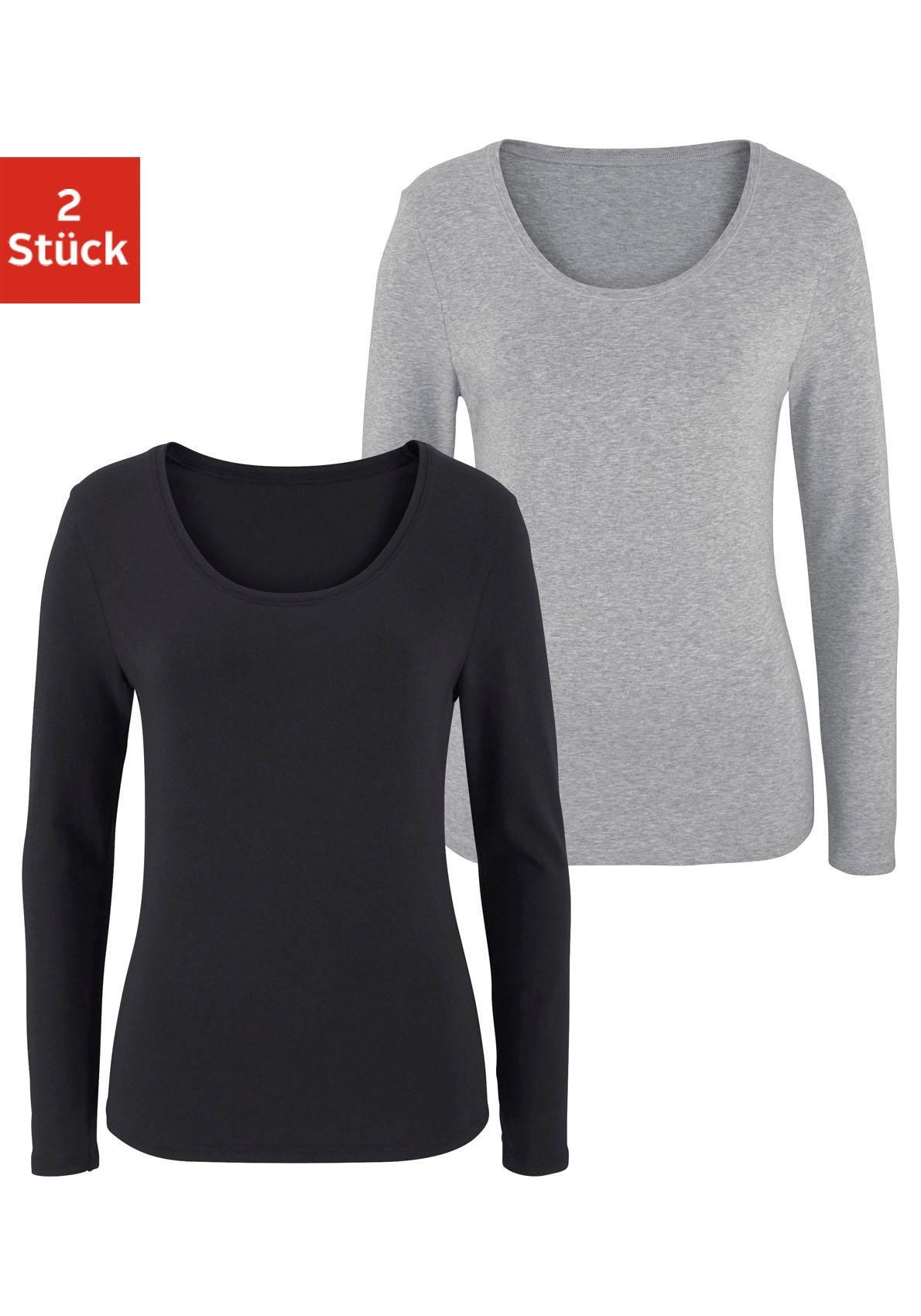 Vivance Langarmshirt »aus elastischer Baumwoll-Qualität«, (2er-Pack) von Vivance