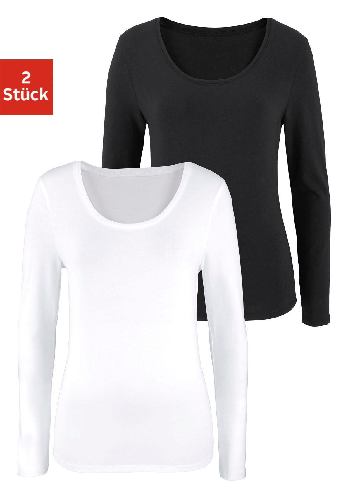 Vivance Langarmshirt »aus elastischer Baumwoll-Qualität«, (2er-Pack) von Vivance