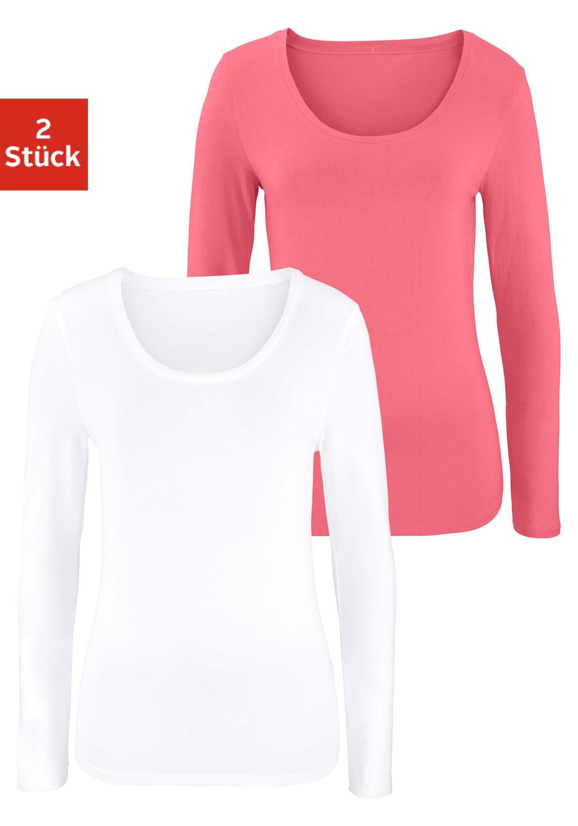 Vivance Langarmshirt »aus elastischer Baumwoll-Qualität«, (2er-Pack) von Vivance