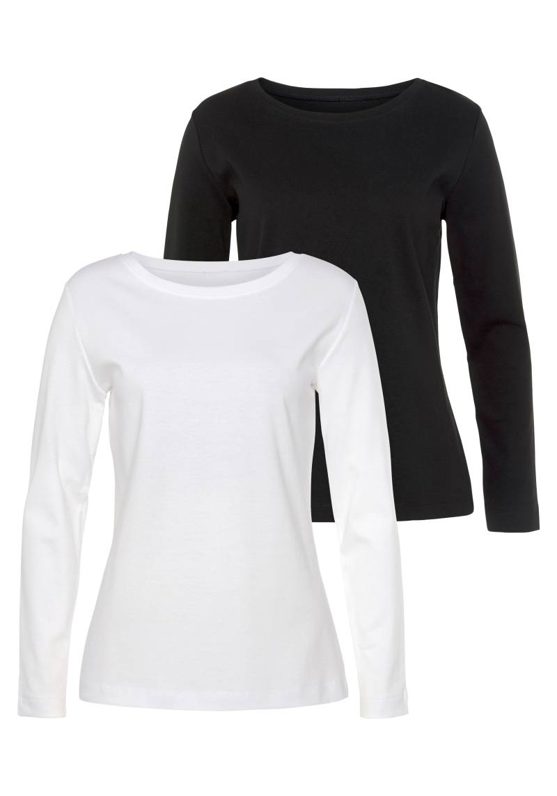 Vivance Langarmshirt »aus reiner Baumwolle«, (2er-Pack), aus leicht wärmender Interlock-Qualität von Vivance