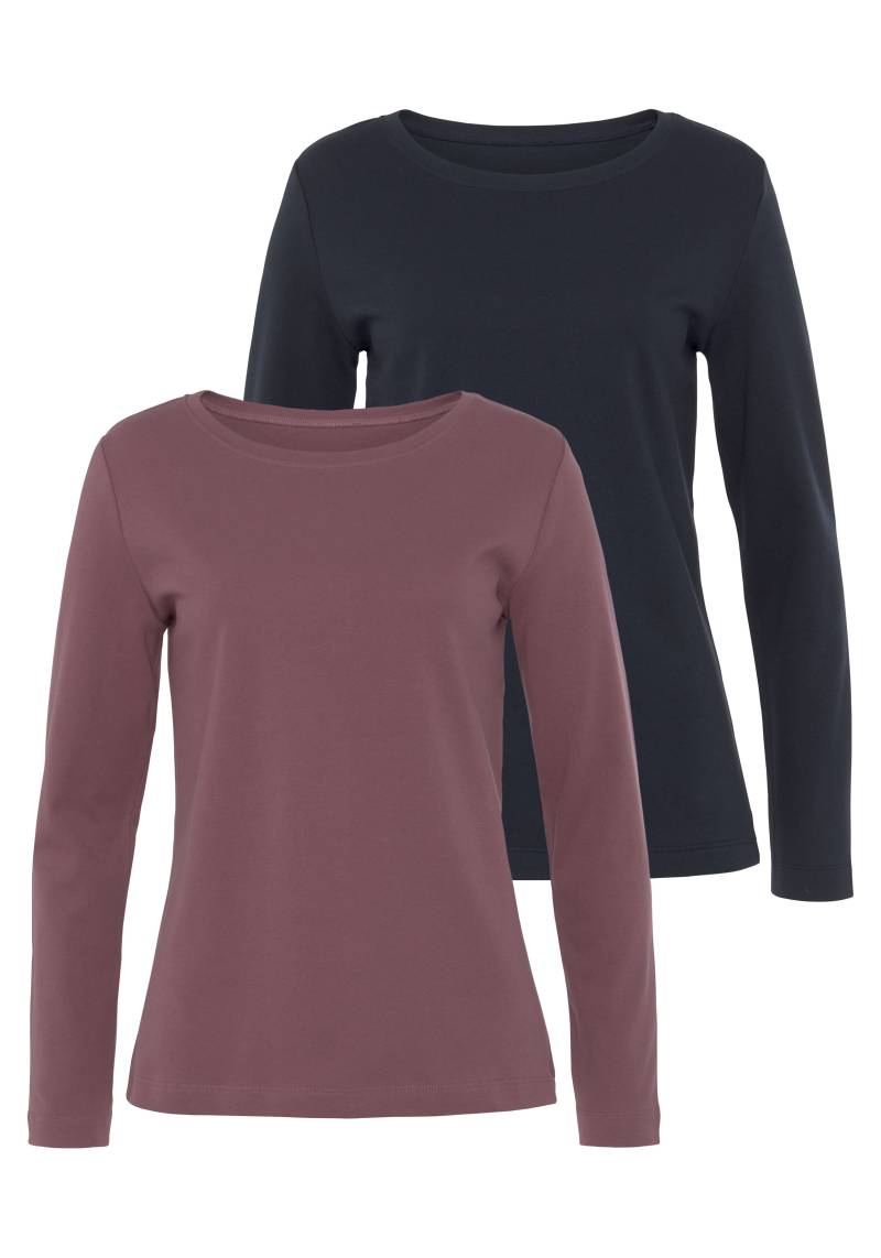 Vivance Langarmshirt »aus reiner Baumwolle«, (2er-Pack), aus leicht wärmender Interlock-Qualität von Vivance
