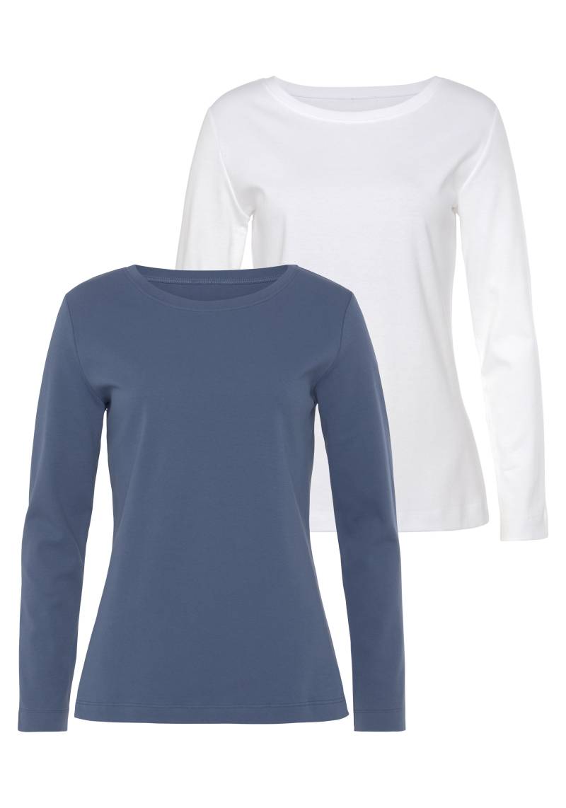 Vivance Langarmshirt »aus reiner Baumwolle«, (2er-Pack), aus leicht wärmender Interlock-Qualität von Vivance