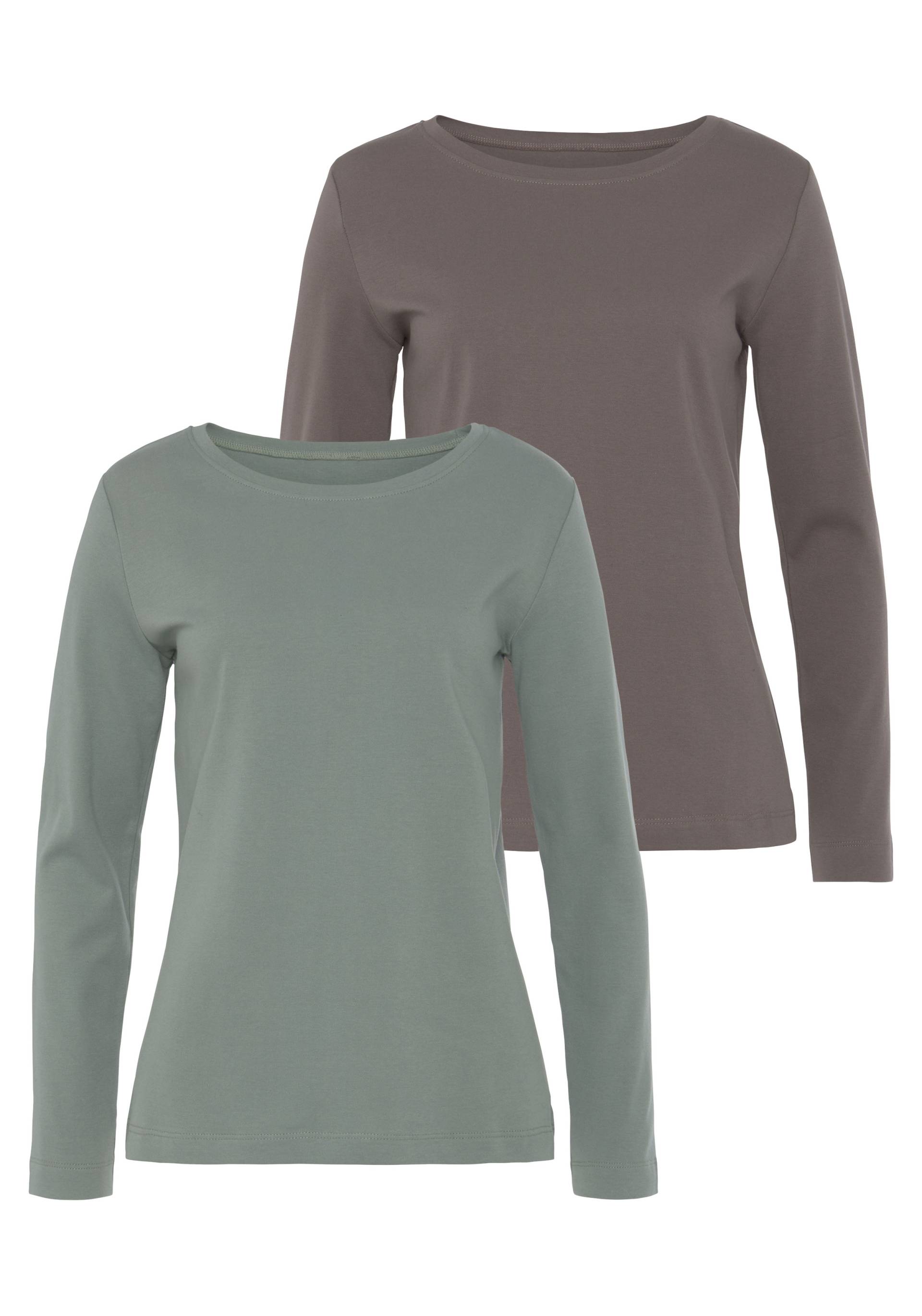 Vivance Langarmshirt »aus reiner Baumwolle«, (2er-Pack), aus leicht wärmender Interlock-Qualität von Vivance