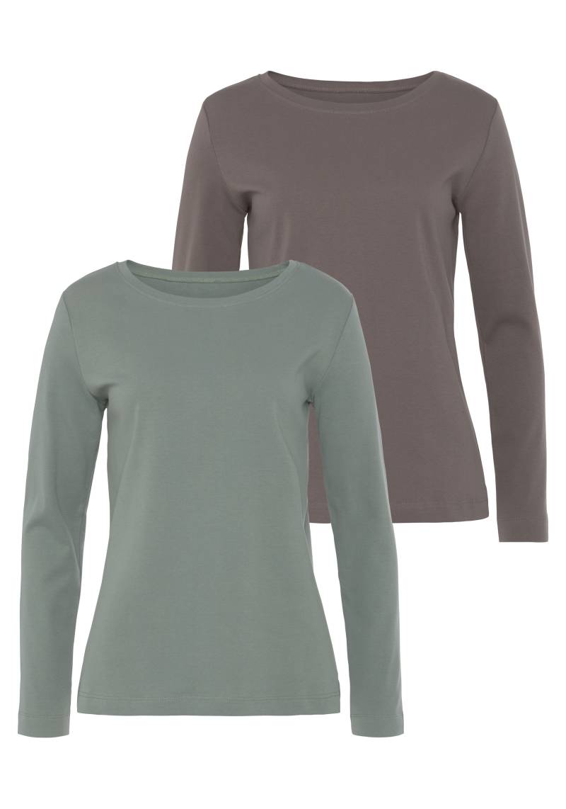 Vivance Langarmshirt »aus reiner Baumwolle«, (2er-Pack), aus leicht wärmender Interlock-Qualität von Vivance