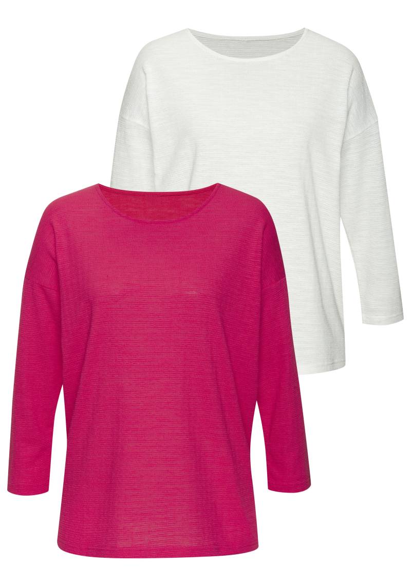 Vivance Langarmshirt »mit modischer Struktur«, (2er-Pack), aus bügelfreier Qualität mit Baumwolle von Vivance