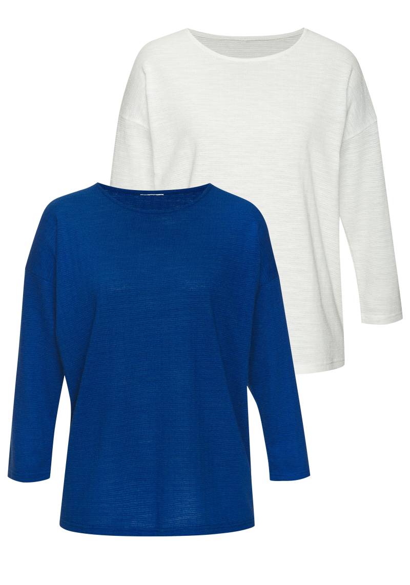 Vivance Langarmshirt »mit modischer Struktur«, (2er-Pack), aus bügelfreier Qualität mit Baumwolle von Vivance
