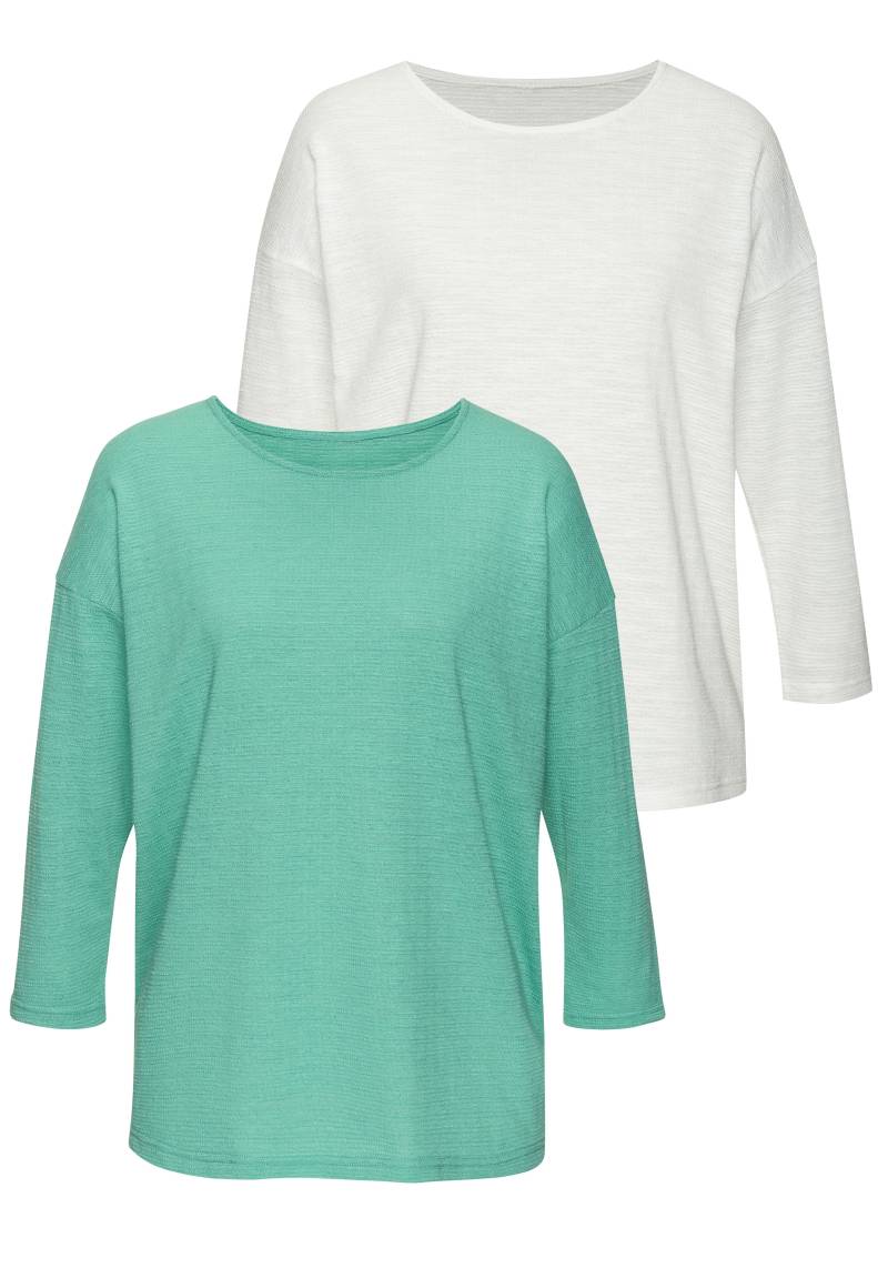 Vivance Langarmshirt »mit modischer Struktur«, (2er-Pack), aus bügelfreier Qualität mit Baumwolle von Vivance