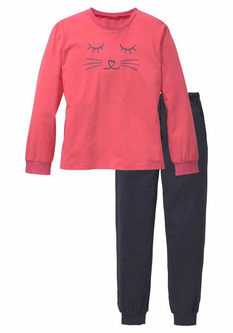 Vivance Pyjama, (2 tlg., 1 Stück), Schlafanzug in langer Form mit Cat Print von Vivance
