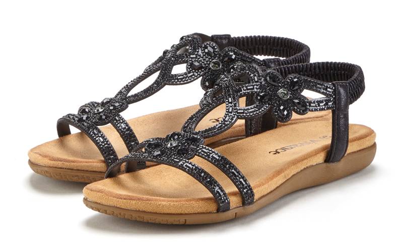 Vivance Sandale »Sommerschuh«, Sandalette, Sommerschuh mit elastischen Riemen & Glitzersteinen VEGAN von Vivance