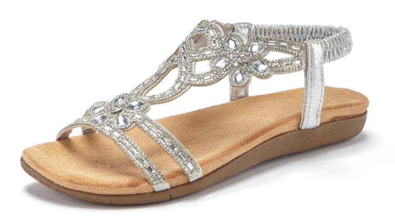 Vivance Sandale »Sommerschuh«, Sandalette, Sommerschuh mit elastischen Riemen & Glitzersteinen VEGAN von Vivance