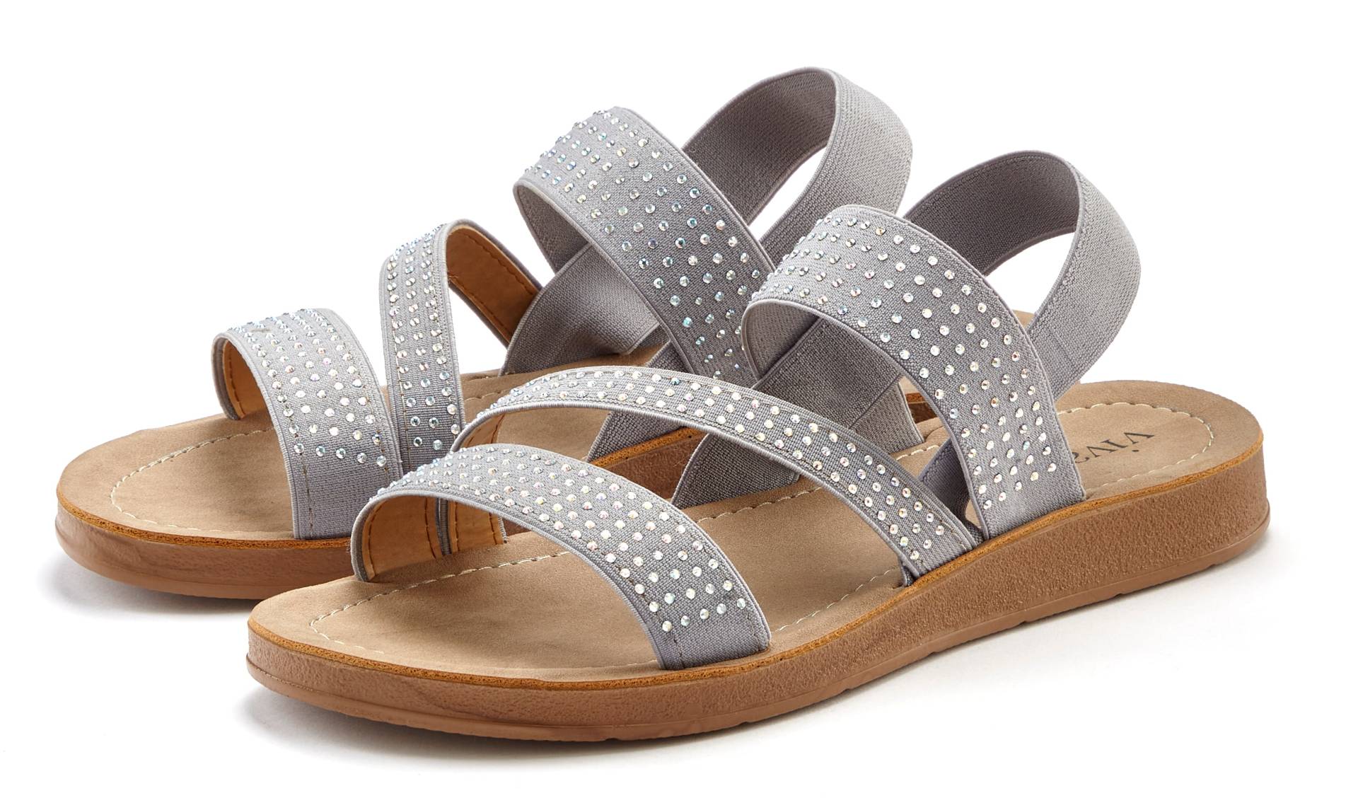 Vivance Sandale »Mule, Sandale, offener Schuh, Pantolette, Sommerschuh«, mit elastischen Riemchen und Glitzersteinchen von Vivance