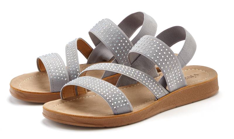 Vivance Sandale »Mule, Sandale, offener Schuh, Pantolette, Sommerschuh«, mit elastischen Riemchen und Glitzersteinchen von Vivance