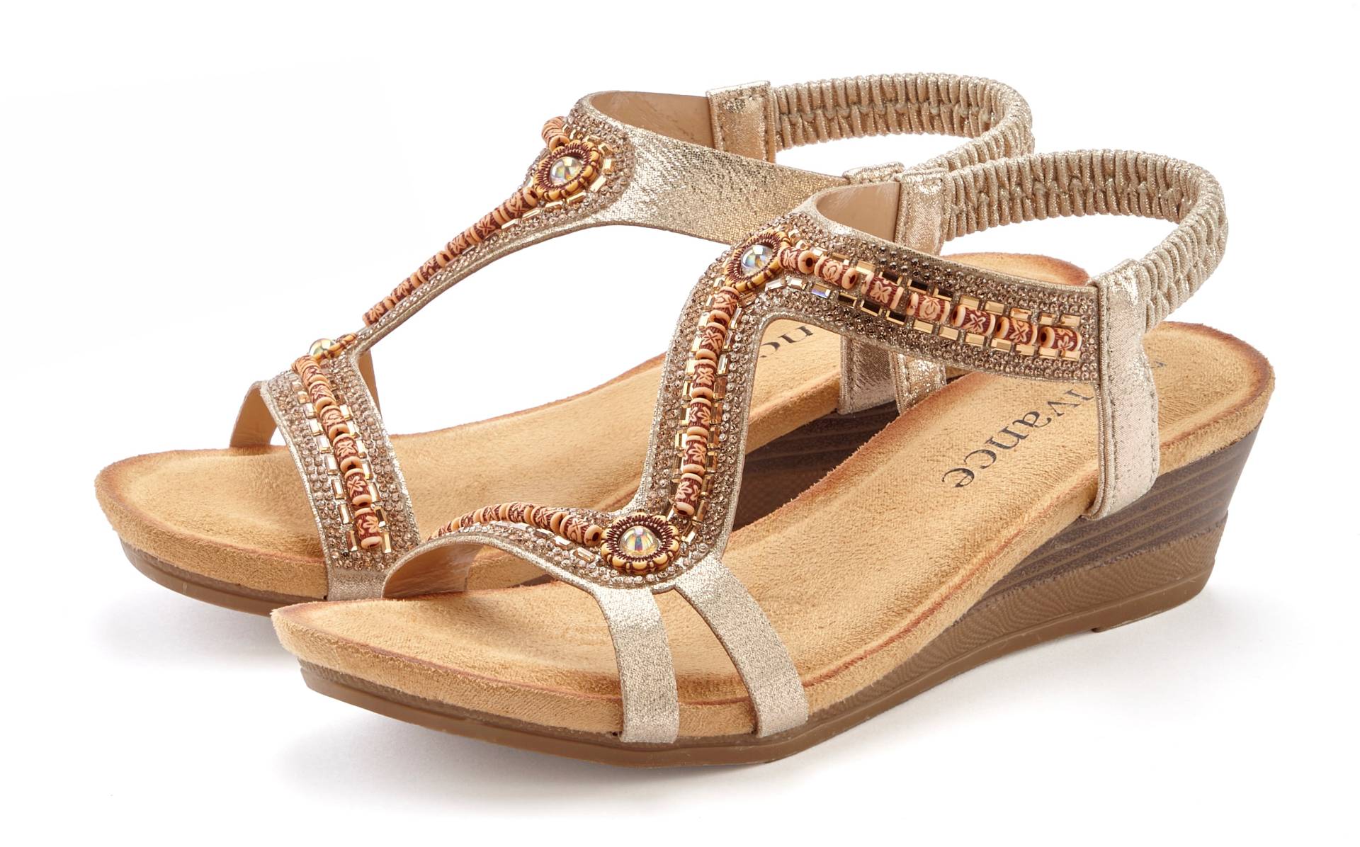 Vivance Sandalette »Sommerschuh«, Sandale, Sommerschuh mit Glitzerdetails und elastischem Riemchen VEGAN Vivance Sandalette »Sommerschuh«, Sandale, Sommerschuh mit Glitzerdetails und elastischem Riemchen VEGAN von Vivance