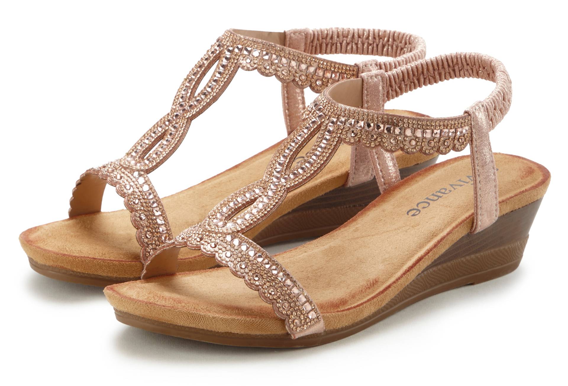 Vivance Sandalette »Sommerschuh«, Sandale, Sommerschuh mit Glitzerdetails und elastischem Riemchen VEGAN von Vivance