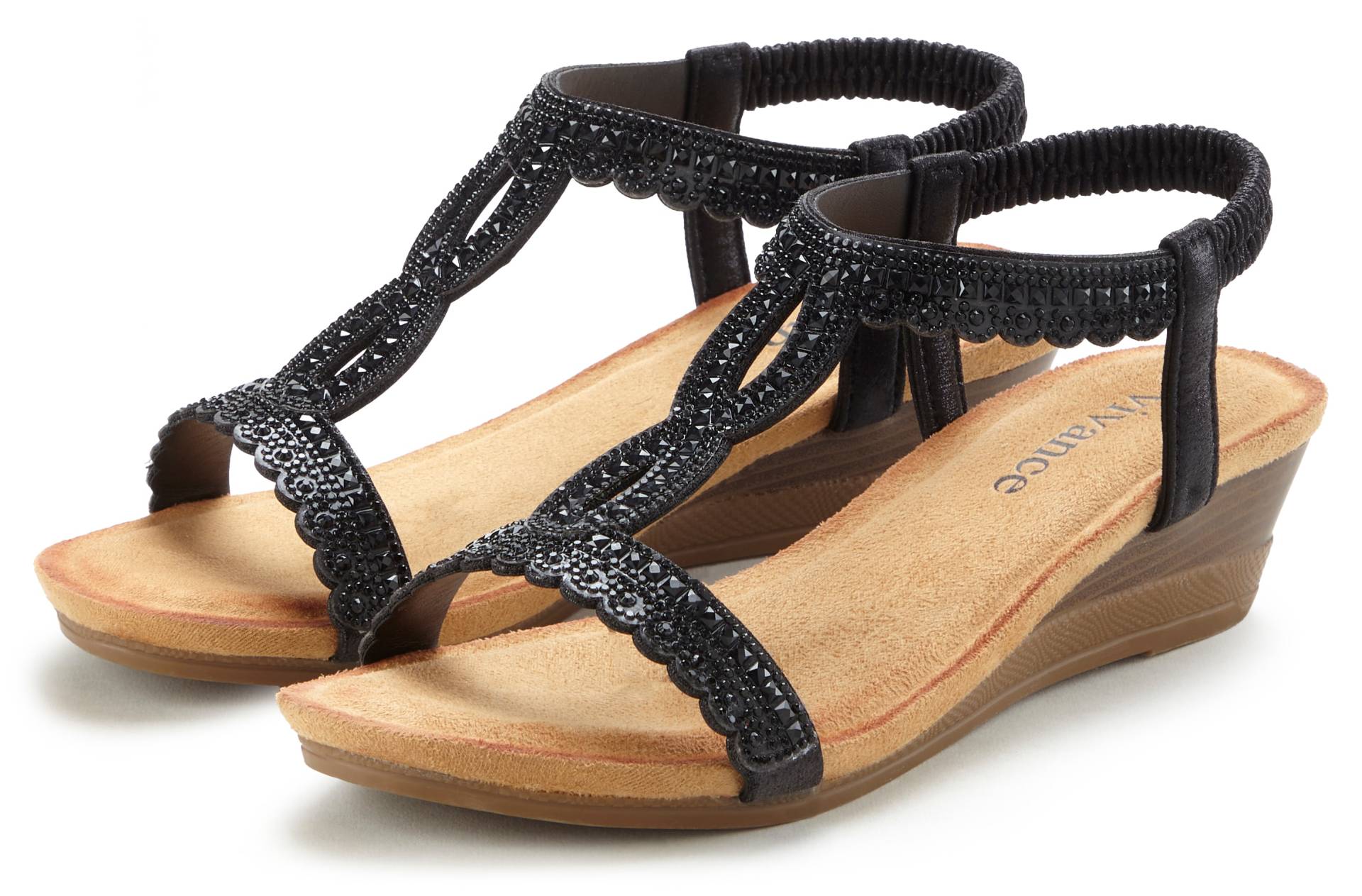 Vivance Sandalette »Sommerschuh«, Sandale, Sommerschuh mit Glitzerdetails und elastischem Riemchen VEGAN Vivance Sandalette »Sommerschuh«, Sandale, Sommerschuh mit Glitzerdetails und elastischem Riemchen VEGAN von Vivance
