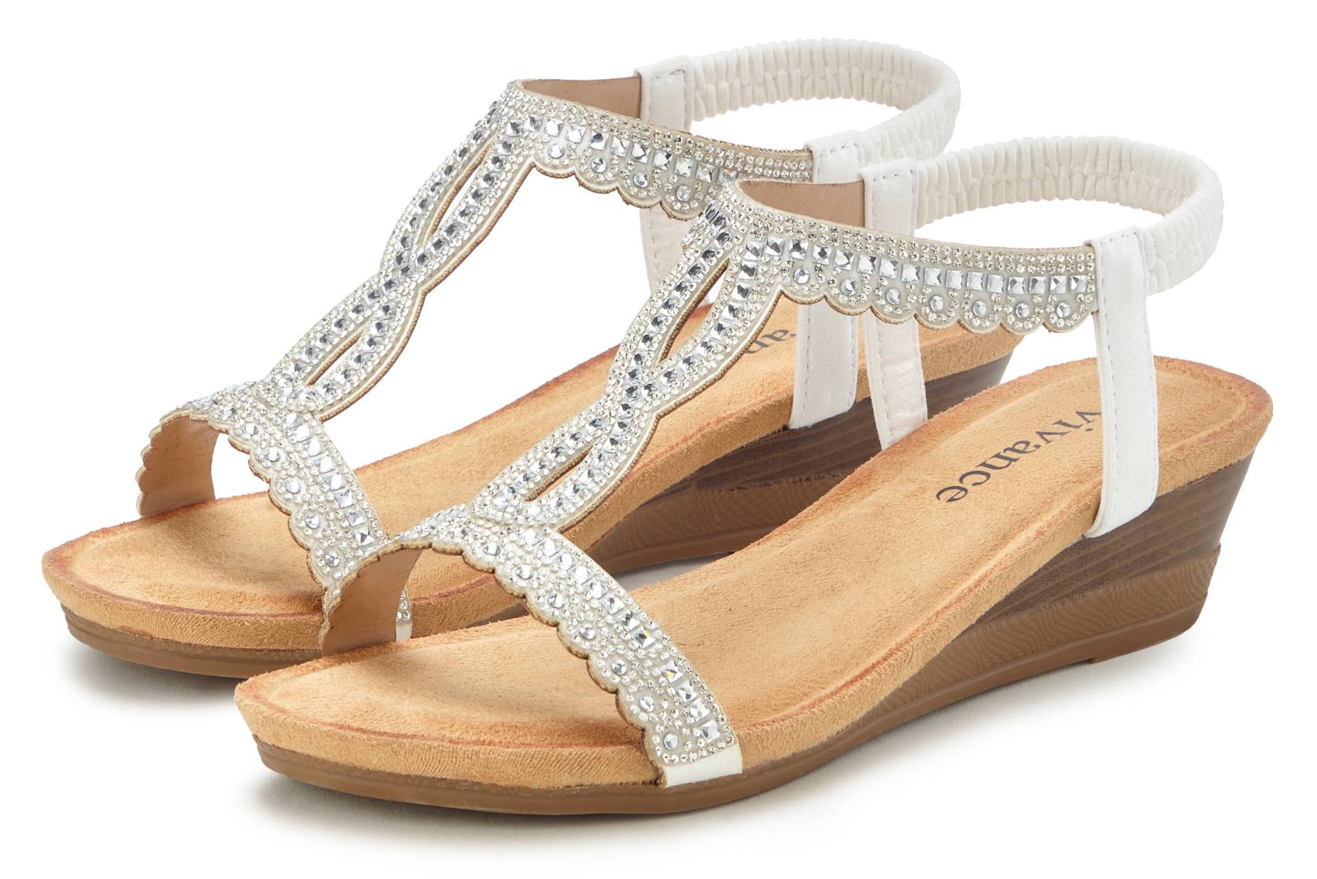 Vivance Sandalette »Sommerschuh«, Sandale, Sommerschuh mit Glitzerdetails und elastischem Riemchen VEGAN von Vivance