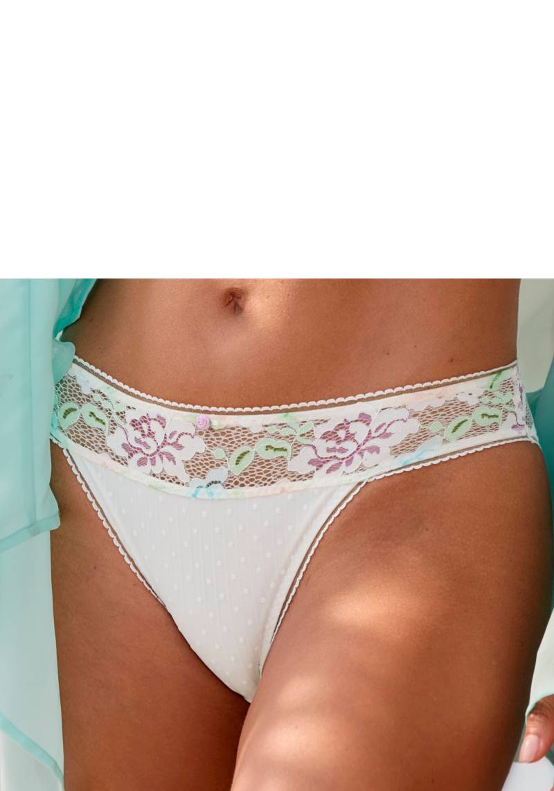 Vivance Slip, mit pastellfarbener, floraler Jacquardspitze und fancy Mesh von Vivance