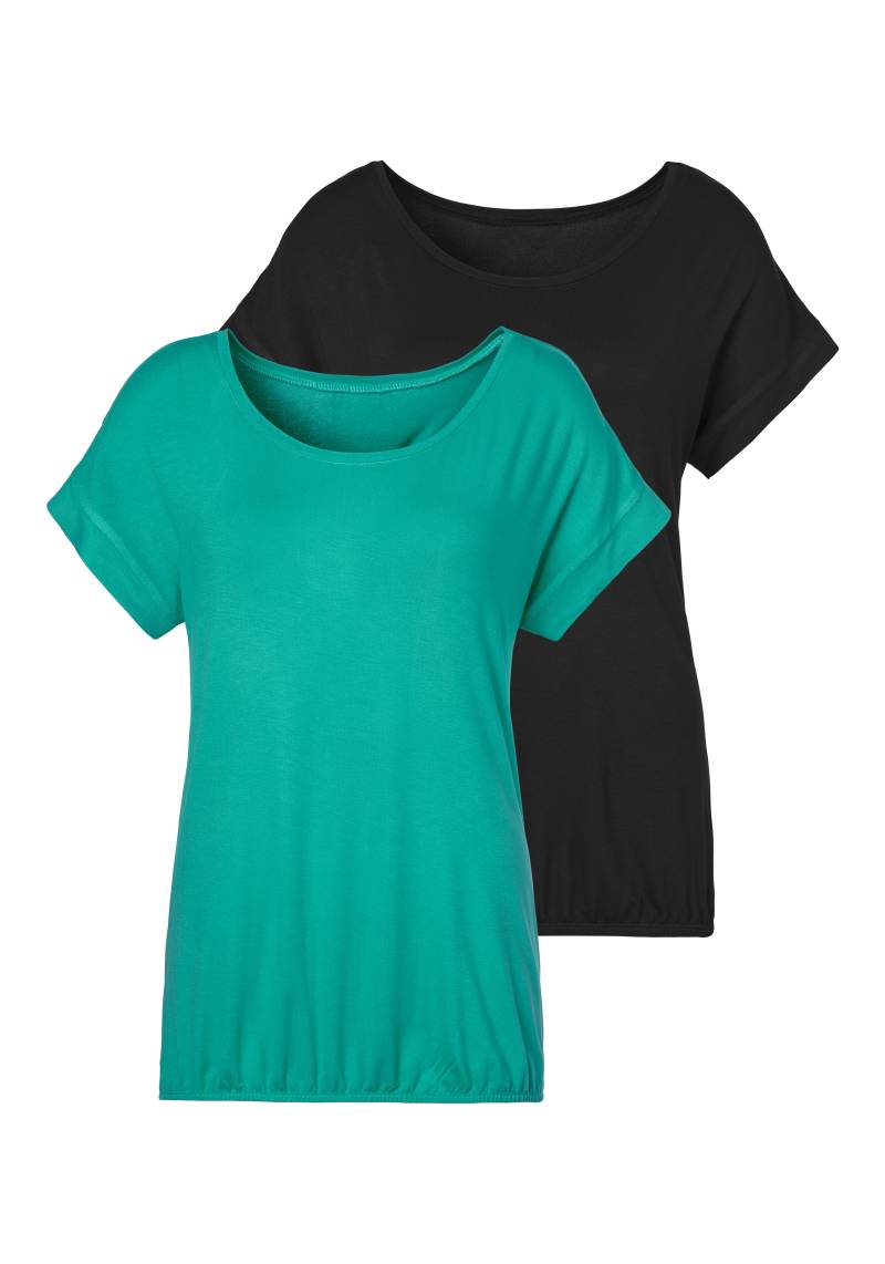 Vivance Kurzarmshirt »mit Gummizug im Bund«, (2er-Pack), aus weichem Viskose-Stretch von Vivance