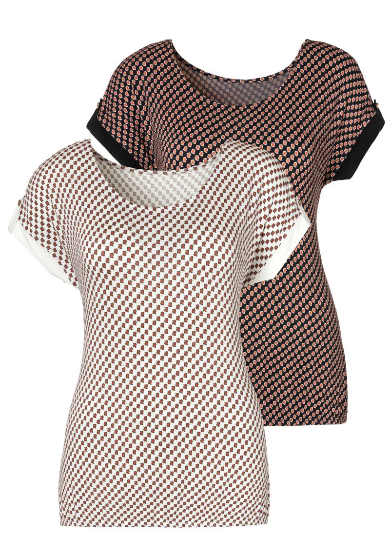 Vivance Kurzarmshirt »mit dekorativem Ärmelsaum«, (2er-Pack), aus weichem Viskose-Stretch von Vivance