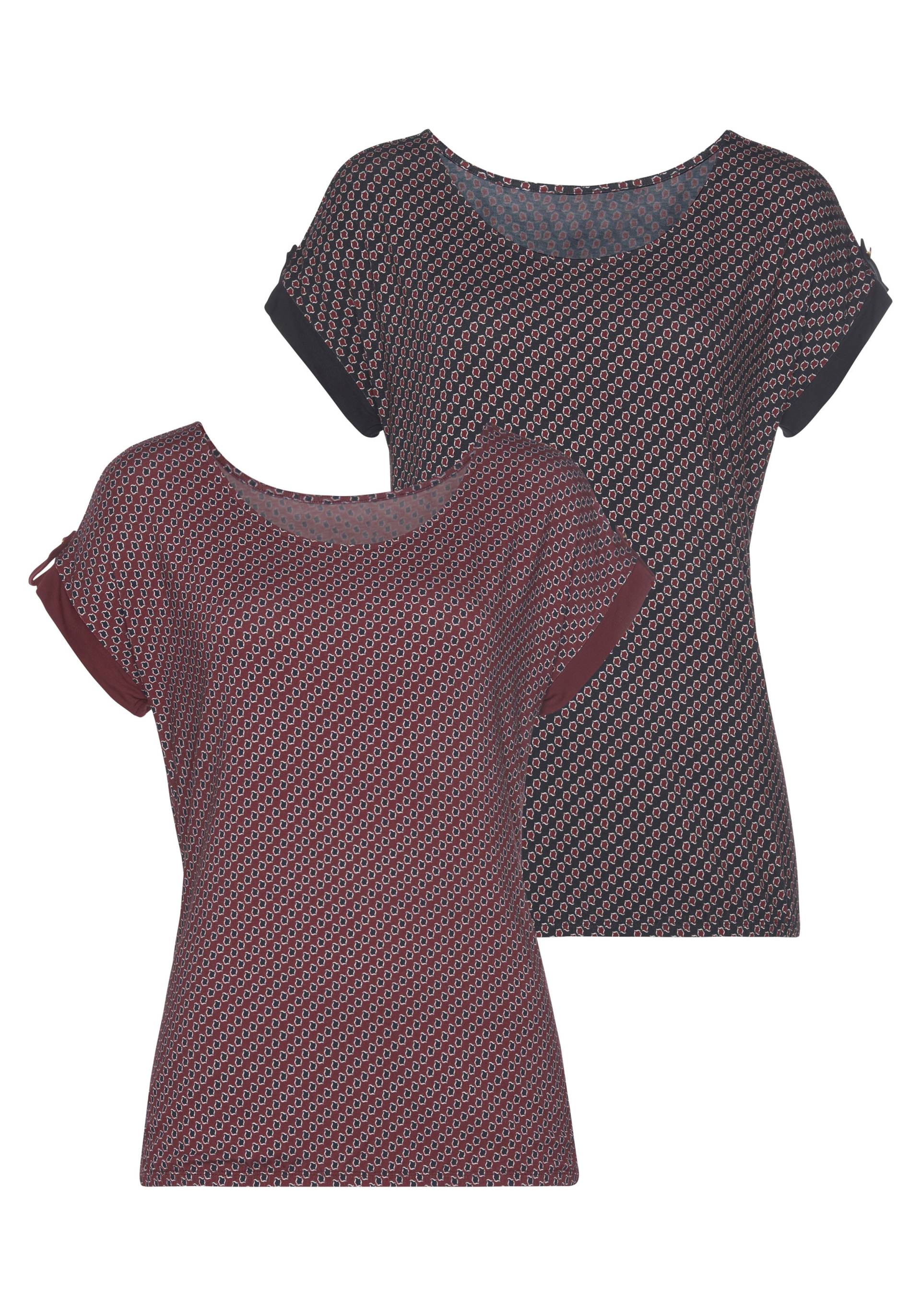 Vivance Kurzarmshirt »mit dekorativem Ärmelsaum«, (2er-Pack), aus weichem Viskose-Stretch von Vivance