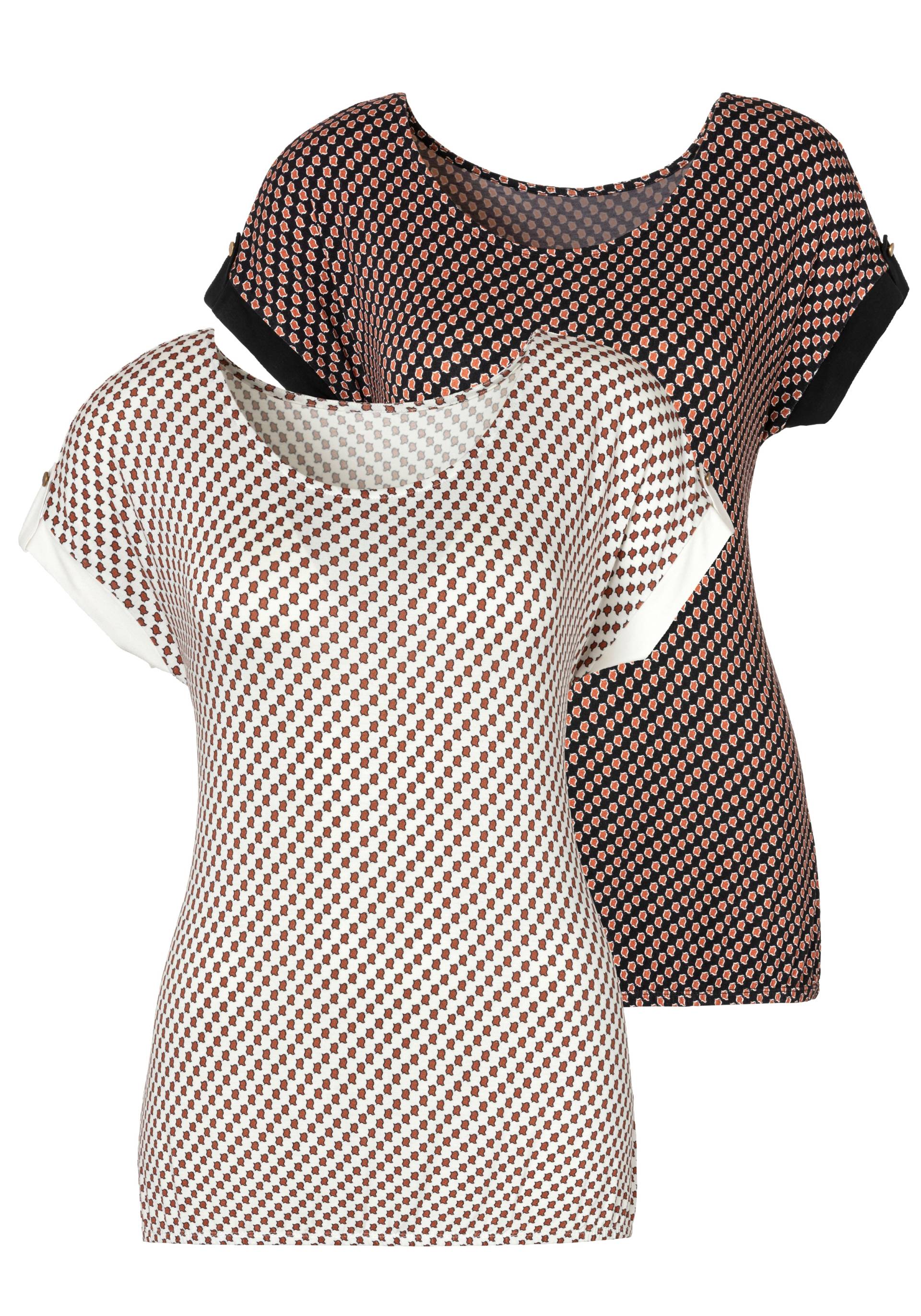 Vivance Kurzarmshirt »mit dekorativem Ärmelsaum«, (2er-Pack), aus weichem Viskose-Stretch von Vivance