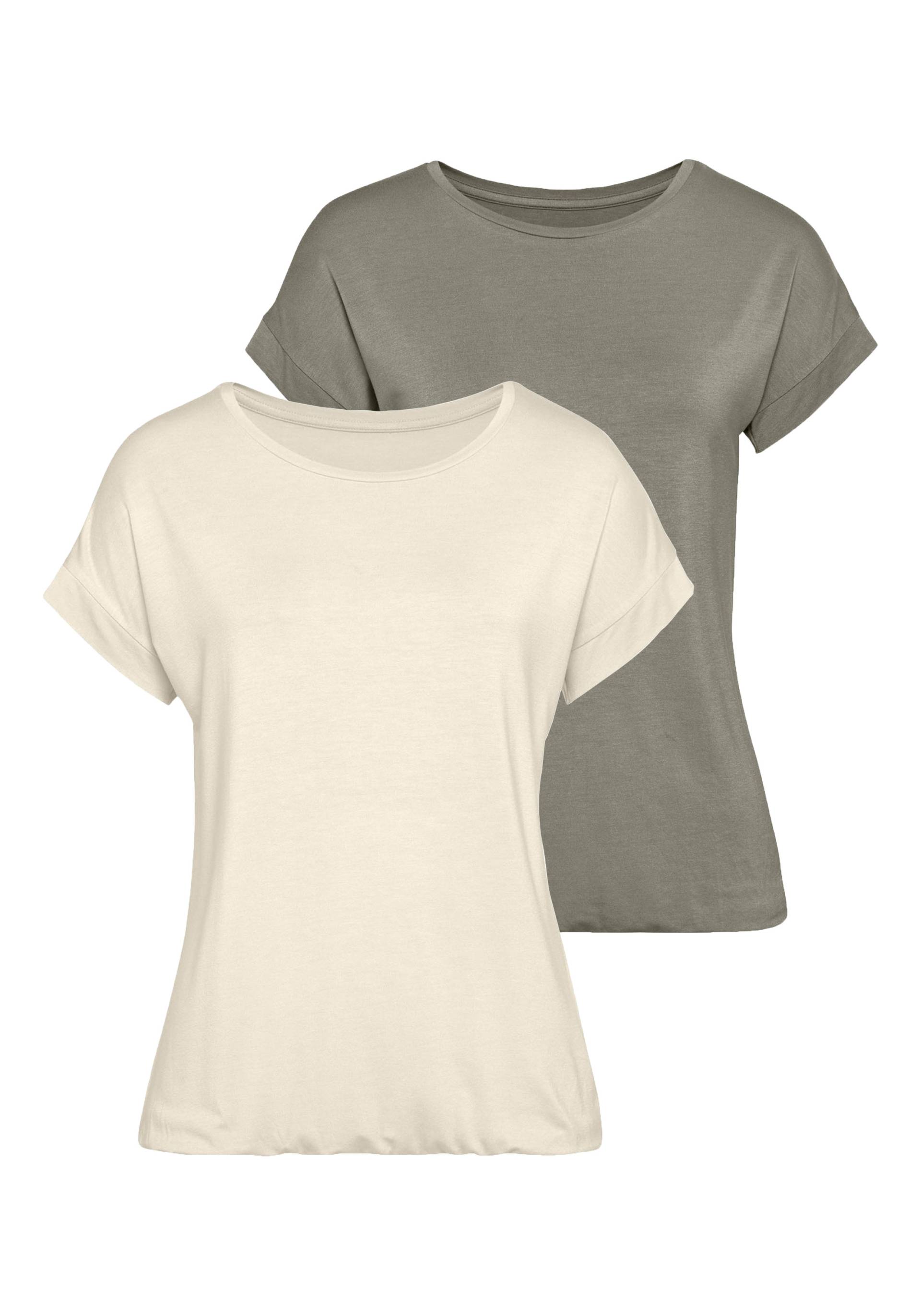 Vivance Kurzarmshirt »mit Gummizug im Bund«, (2er-Pack), aus weichem Viskose-Stretch von Vivance
