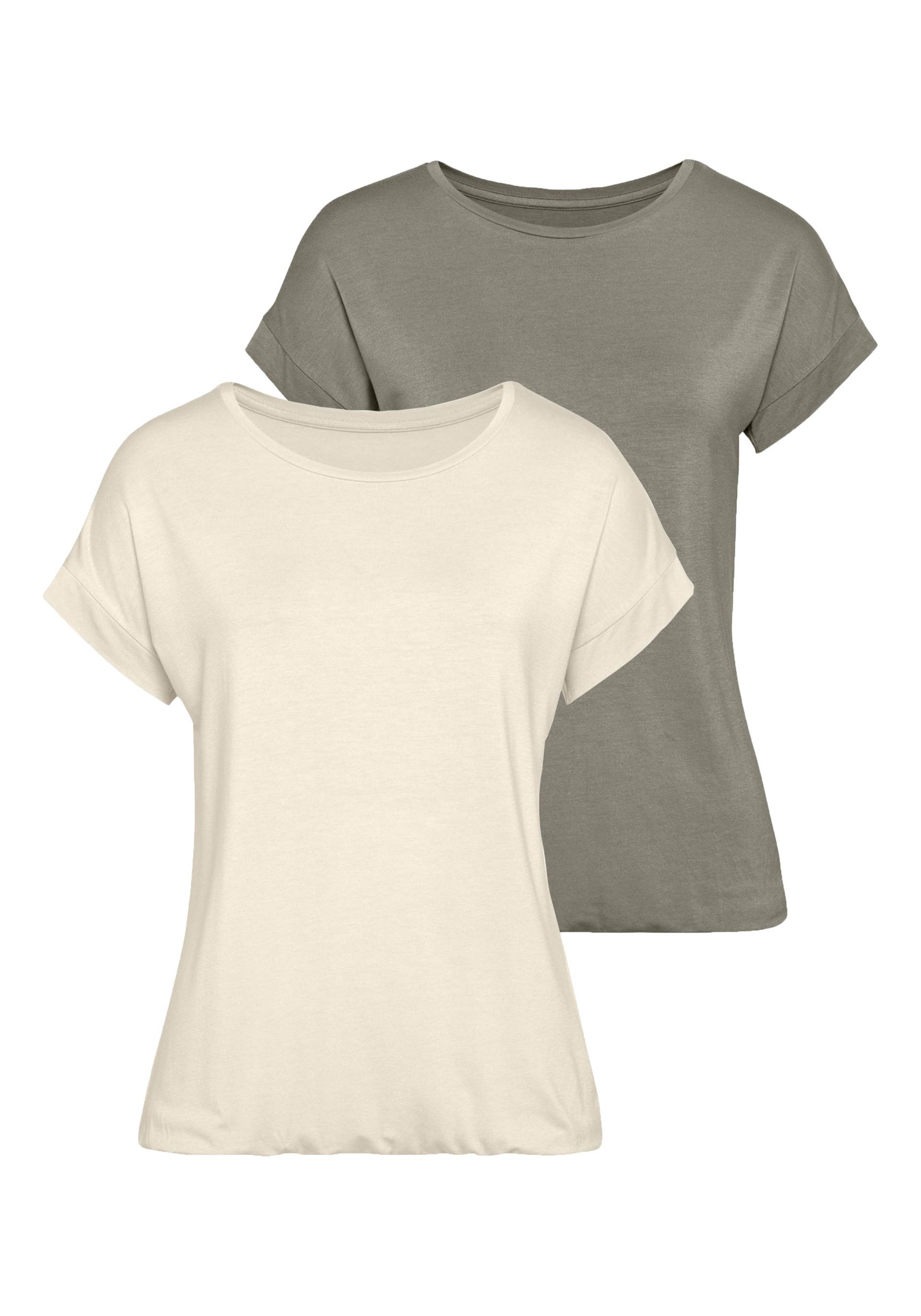 Vivance T-Shirt, (2er-Pack), mit elastischem Saumabschluss von Vivance