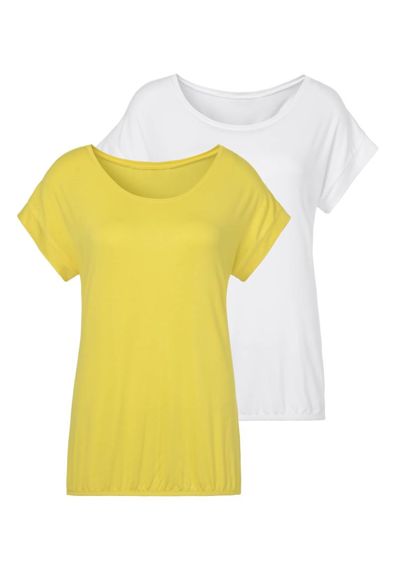 Vivance Kurzarmshirt »mit Gummizug im Bund«, (2er-Pack), aus weichem Viskose-Stretch von Vivance