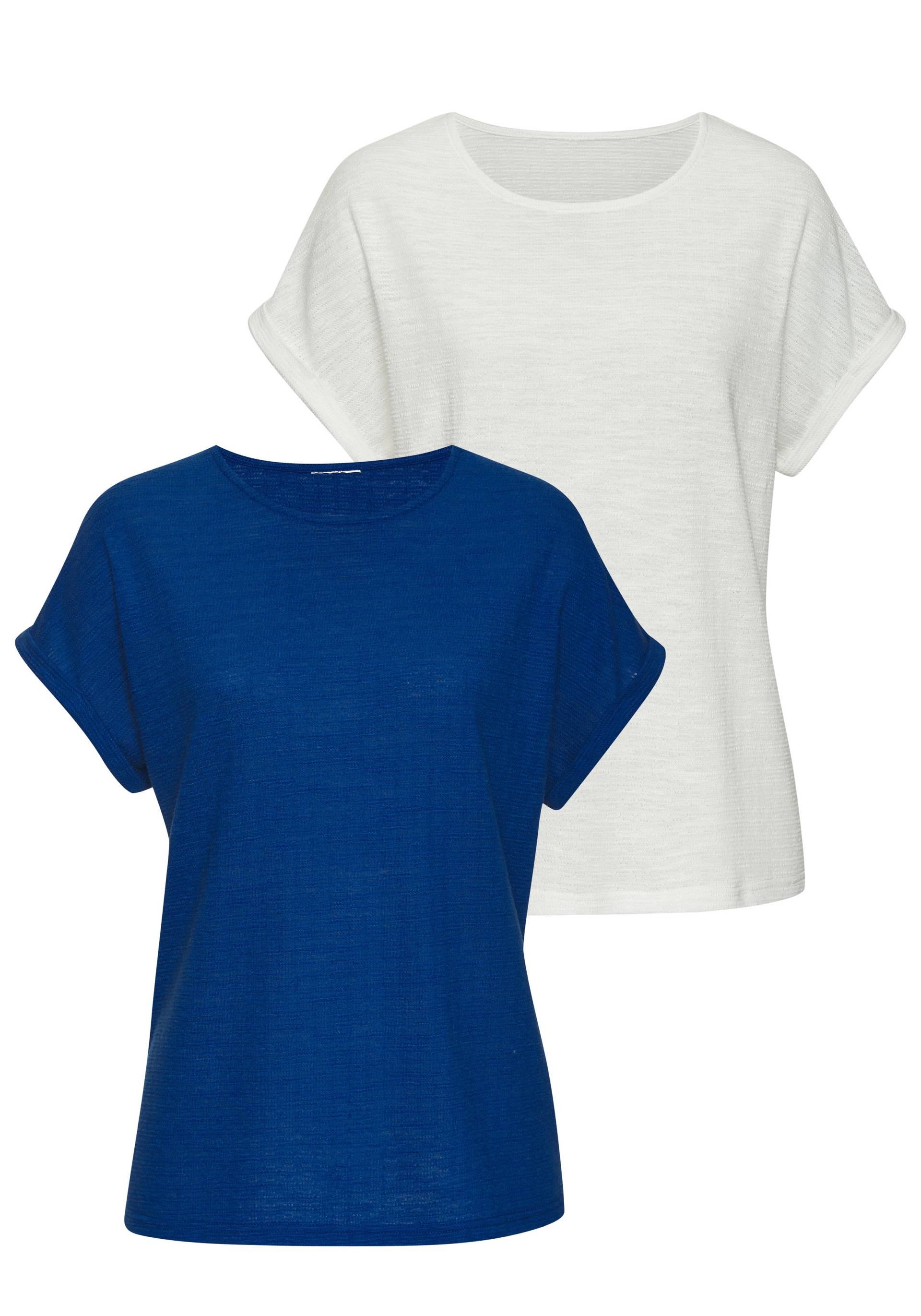 Vivance T-Shirt »aus bügelfreiem Strukturstrick«, (2er-Pack), aus bügelfreiem Strukturstrick und mit recycelten Polyester-Fasern von Vivance