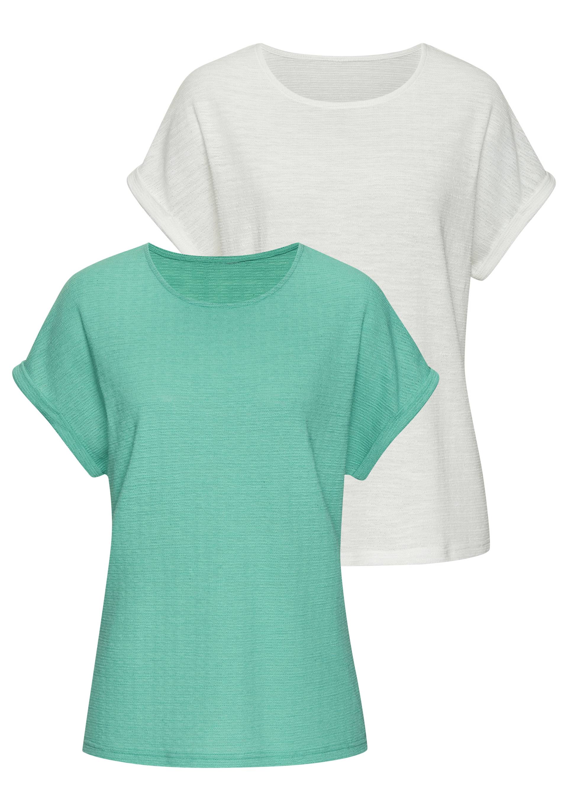 Vivance T-Shirt »aus bügelfreiem Strukturstrick«, (2er-Pack), aus bügelfreiem Strukturstrick und mit recycelten Polyester-Fasern von Vivance