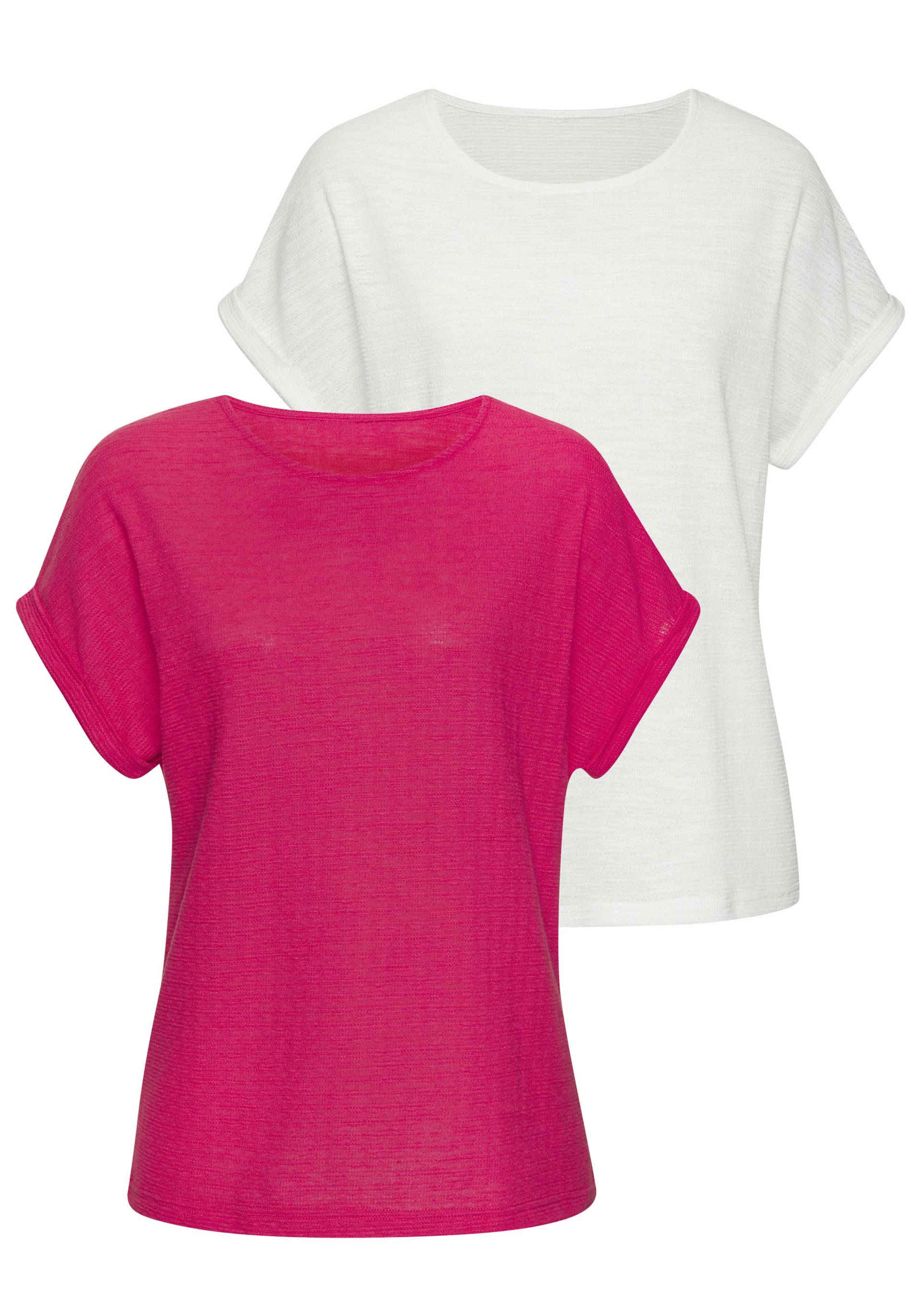 Vivance T-Shirt »aus bügelfreiem Strukturstrick«, (2er-Pack), aus bügelfreiem Strukturstrick und mit recycelten Polyester-Fasern von Vivance