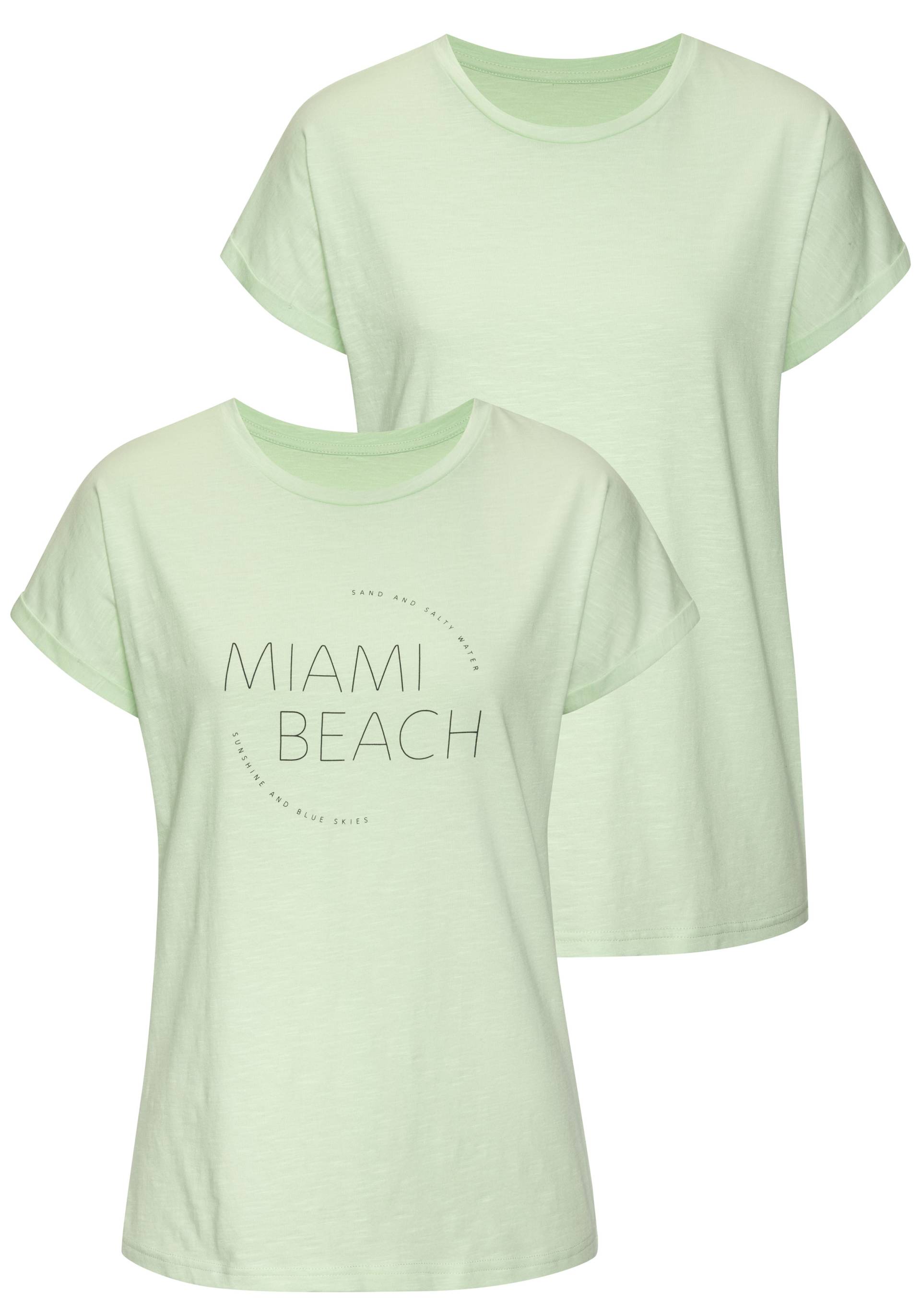 Vivance T-Shirt »mit modischem Frontprint«, (2er-Pack), aus weicher Baumwoll-Qualität von Vivance