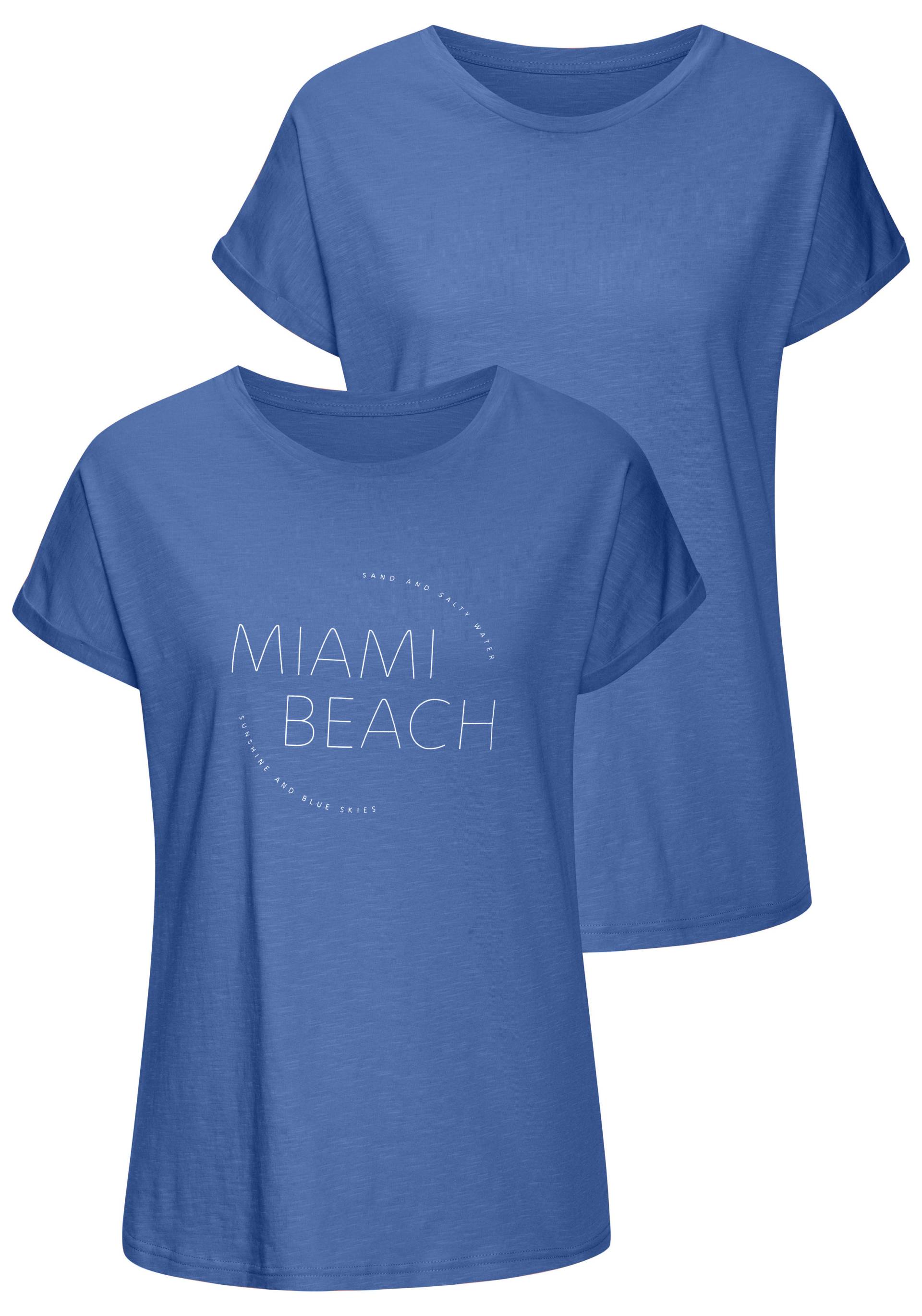 Vivance T-Shirt »mit modischem Frontprint«, (2er-Pack), aus weicher Baumwoll-Qualität von Vivance
