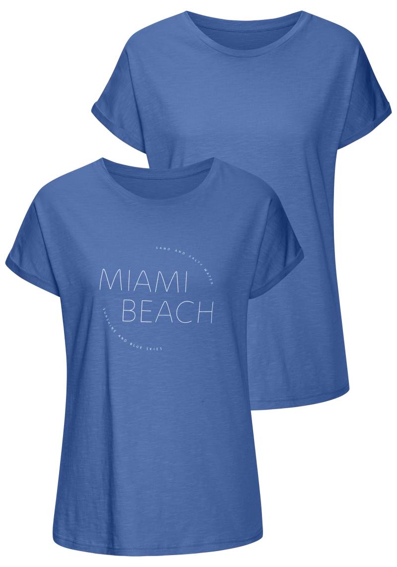 Vivance T-Shirt »mit modischem Frontprint«, (2er-Pack), aus weicher Baumwoll-Qualität von Vivance