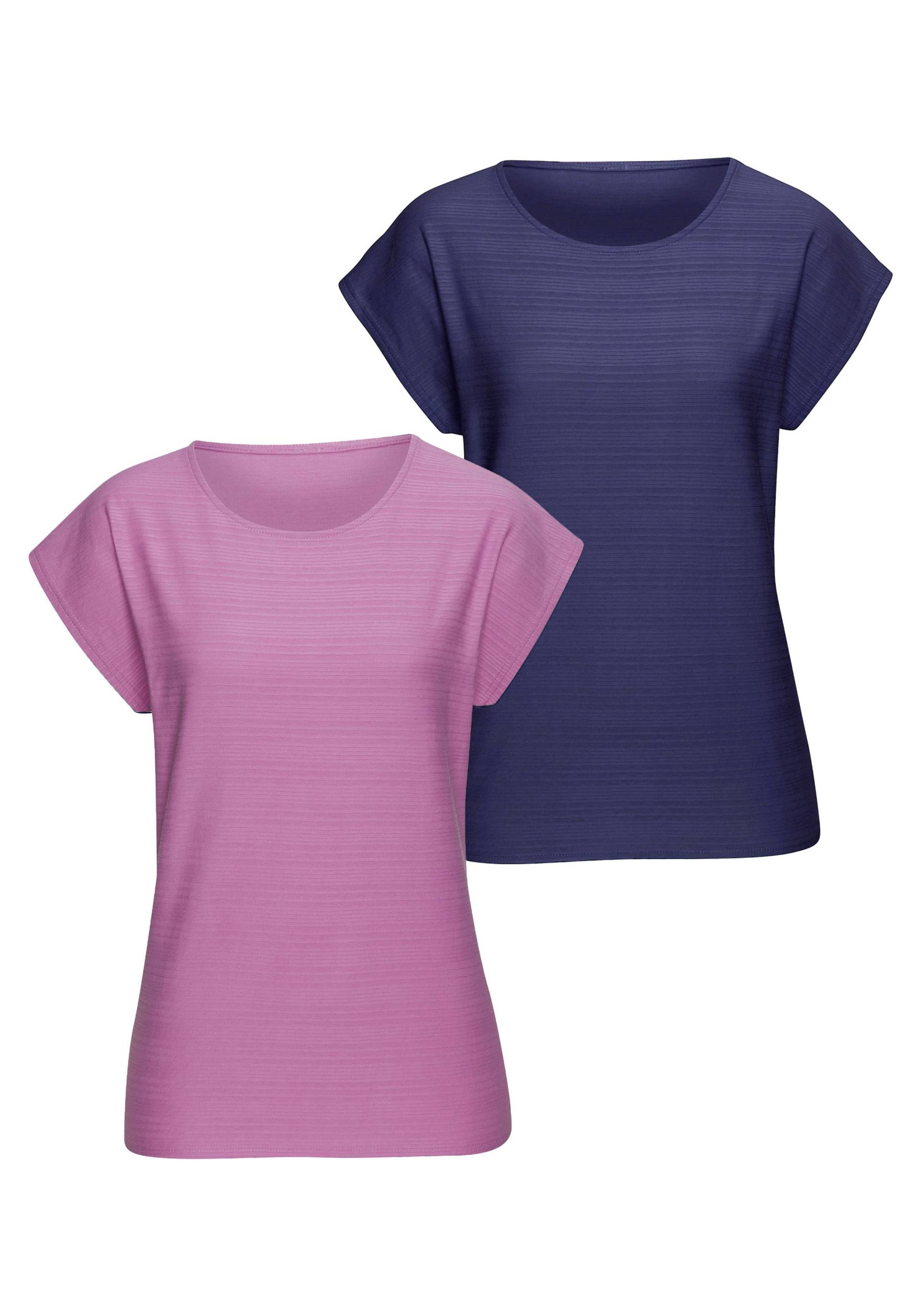 Vivance T-Shirt »mit modischer Streifenstruktur«, (Packung), aus weicher Baumwoll-Qualität von Vivance