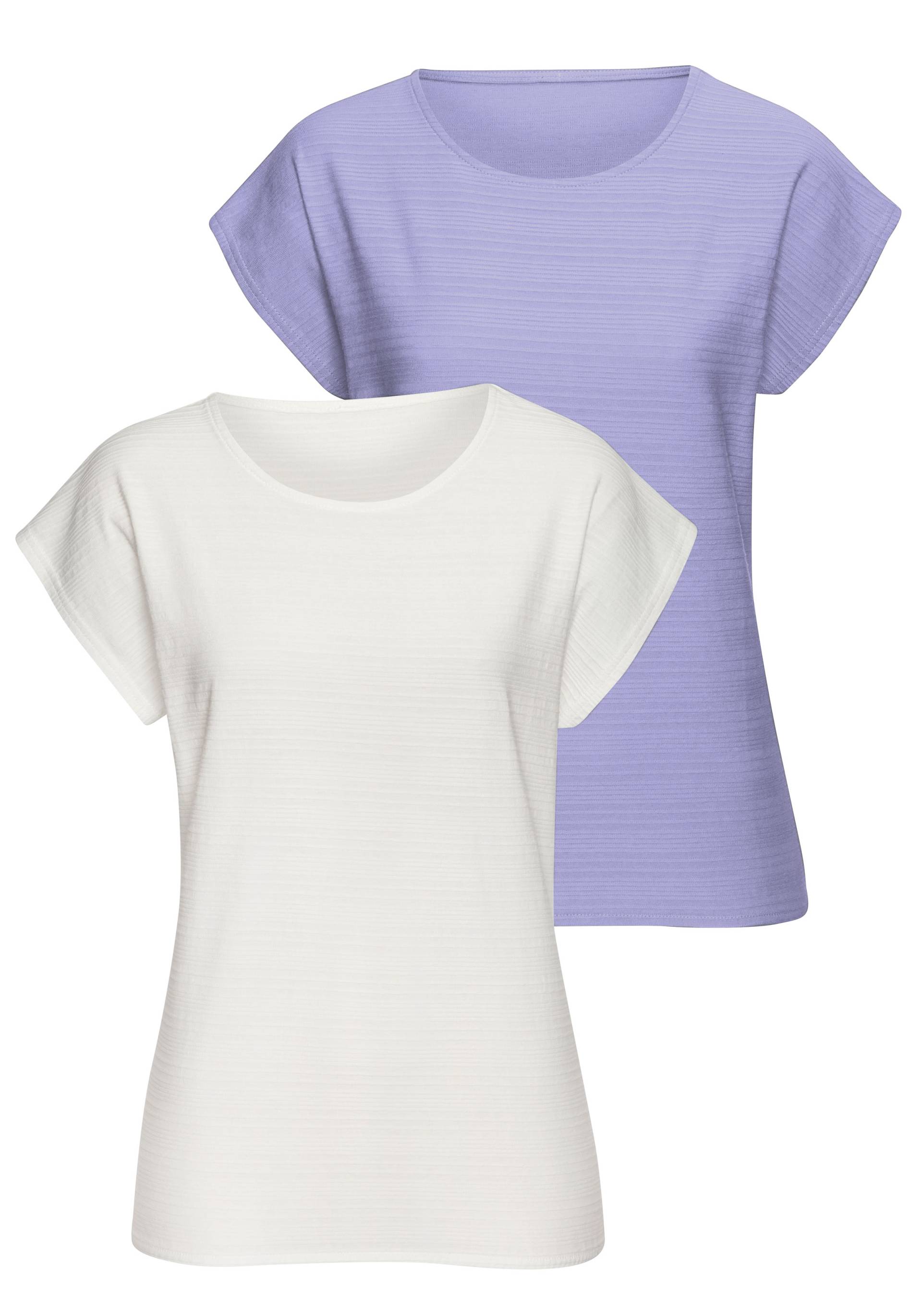 Vivance T-Shirt »mit modischer Streifenstruktur«, (Packung), aus weicher Baumwoll-Qualität von Vivance