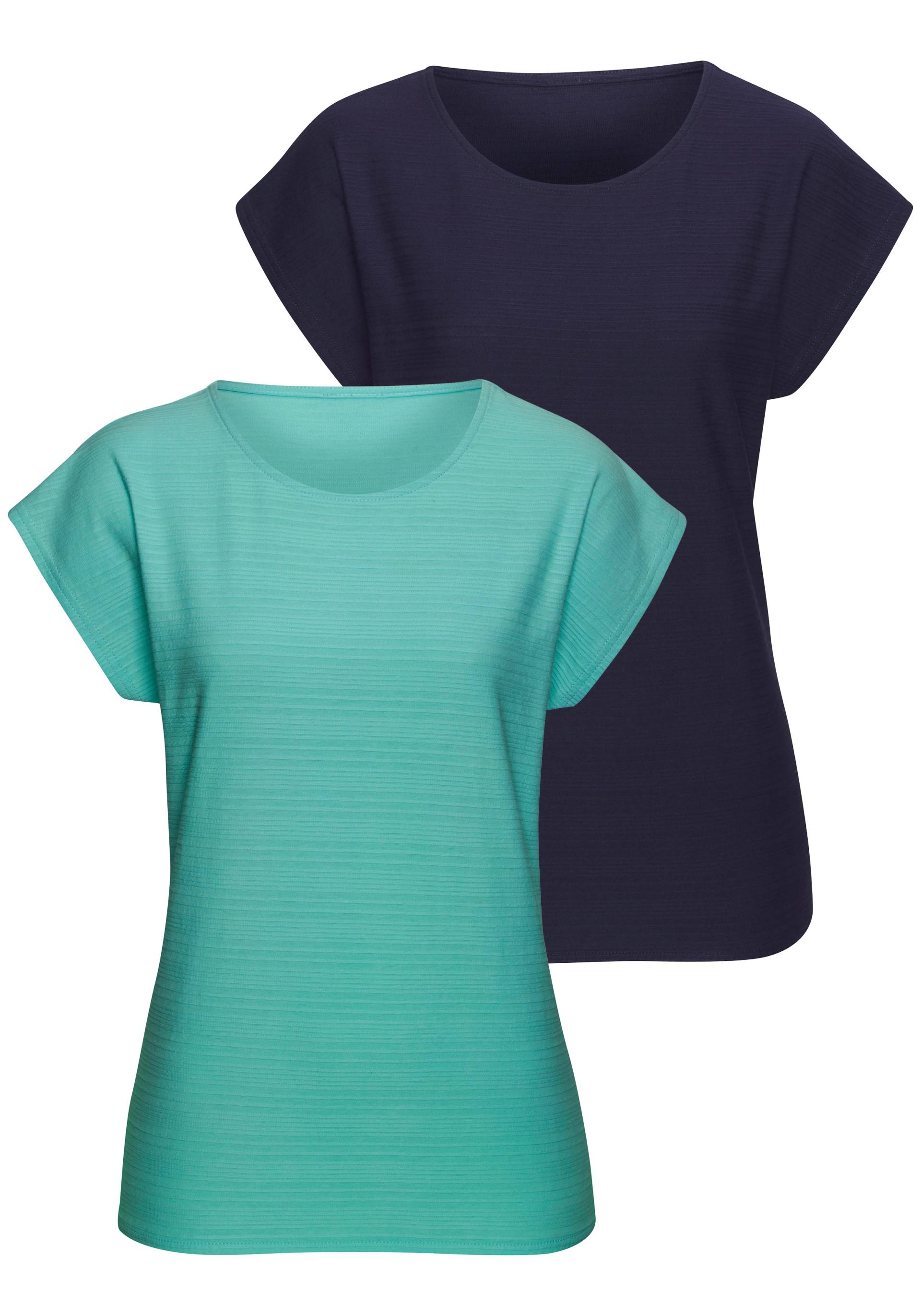 Vivance T-Shirt »mit modischer Streifenstruktur«, (Packung), aus weicher Baumwoll-Qualität von Vivance