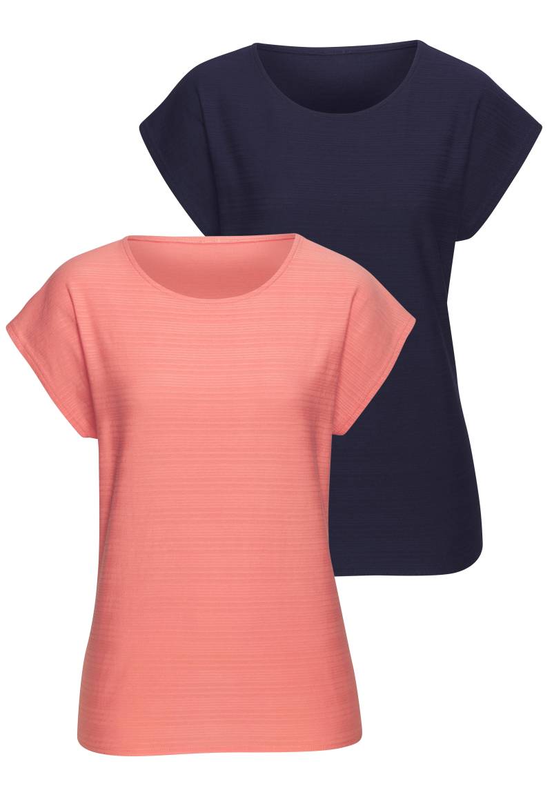 Vivance T-Shirt »mit modischer Streifenstruktur«, (Packung), aus weicher Baumwoll-Qualität von Vivance