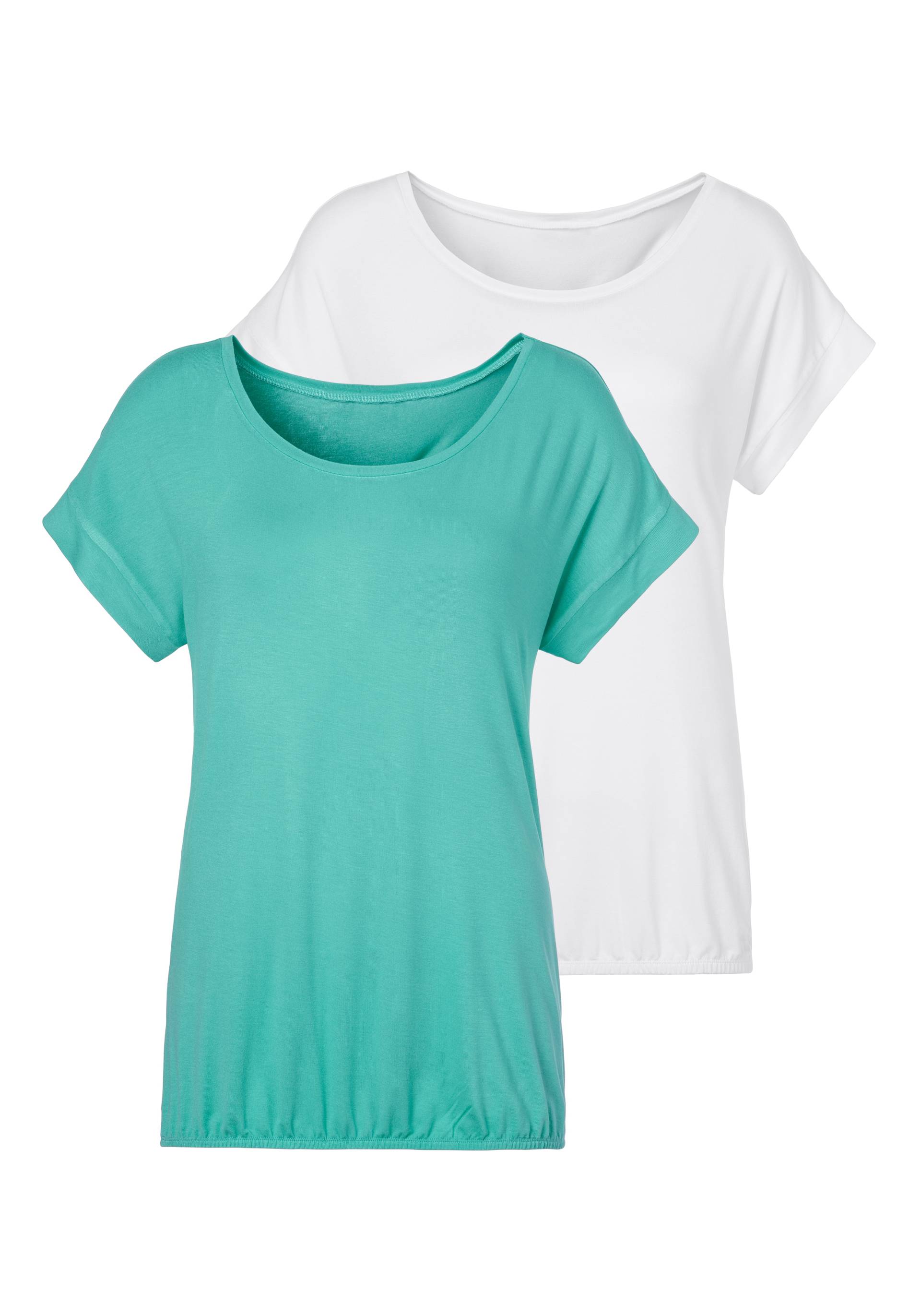 Vivance T-Shirt, (2er-Pack), mit elastischem Saumabschluss von Vivance