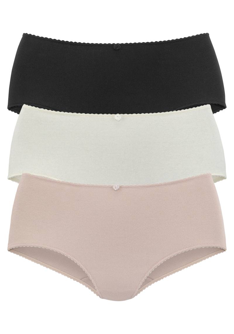 Vivance Taillenslip, (3er-Pack), aus weicher und elastischer Rippware, mit zartem Röschen vorn von Vivance