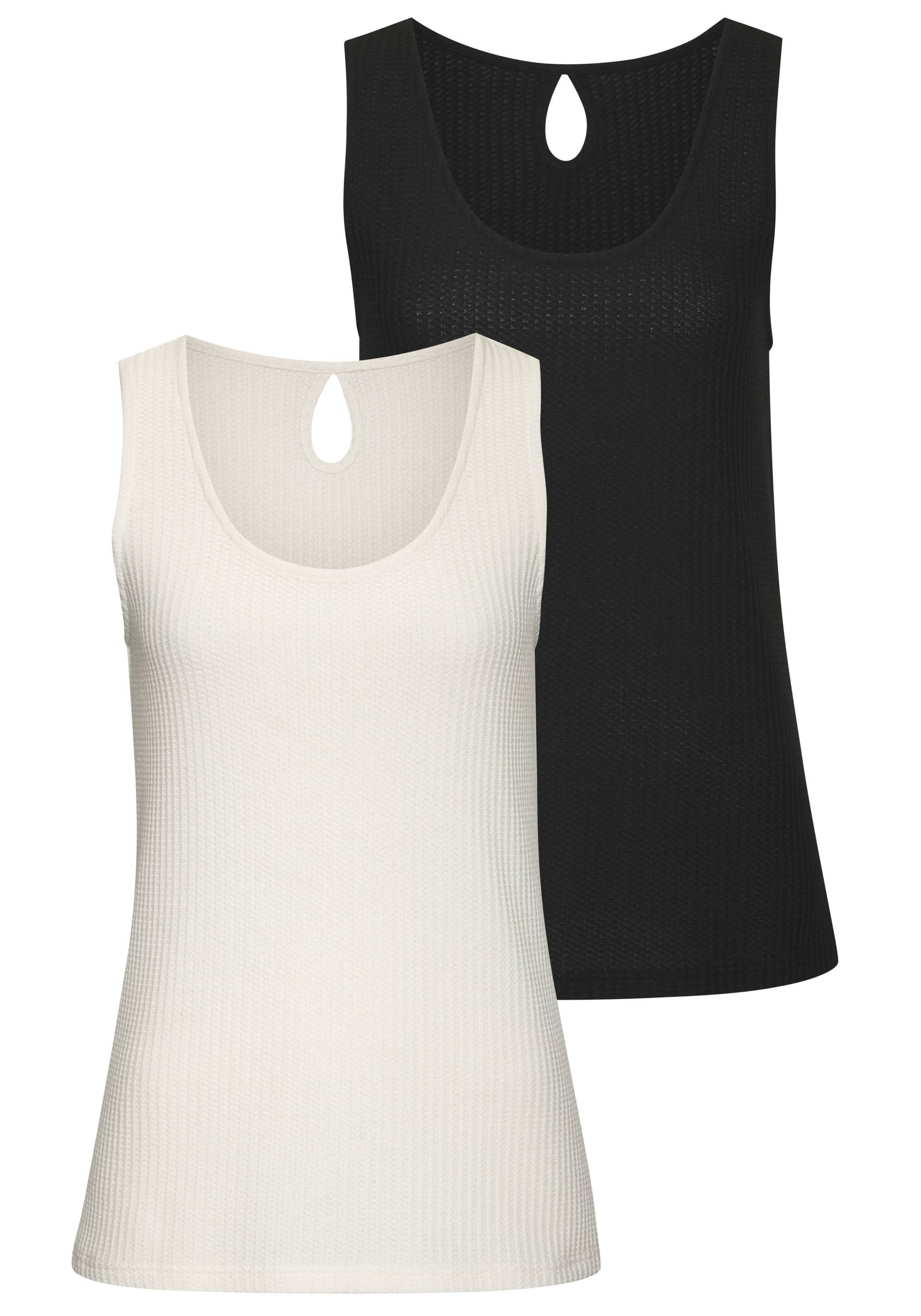 Vivance Trägertop »mit tropfenförmigem Cut-Out am Rücken«, (2er-Pack), aus weicher Piqué-Qualität von Vivance