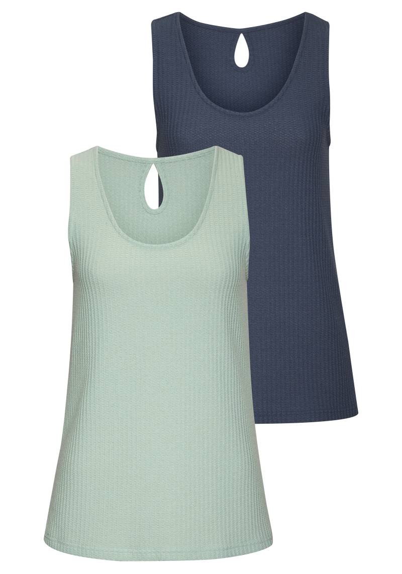 Vivance Trägertop »mit tropfenförmigem Cut-Out am Rücken«, (2er-Pack), aus weicher Piqué-Qualität von Vivance