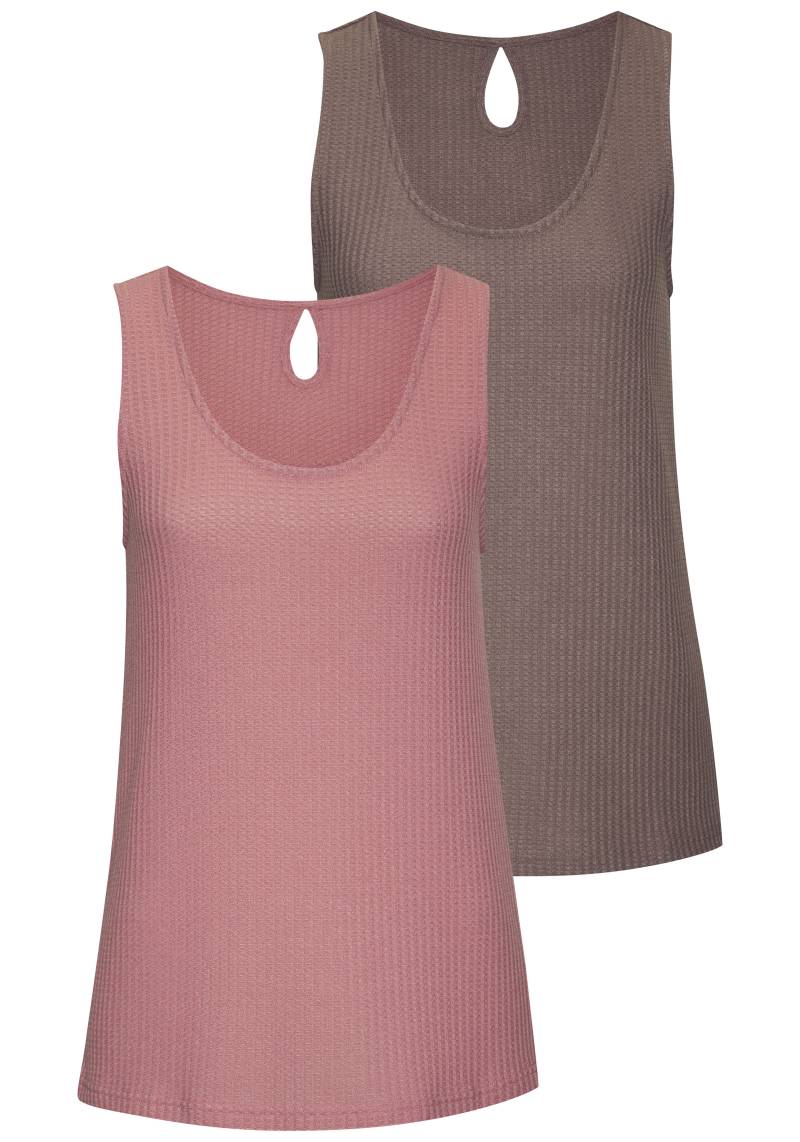 Vivance Trägertop »mit tropfenförmigem Cut-Out am Rücken«, (2er-Pack), aus weicher Piqué-Qualität von Vivance