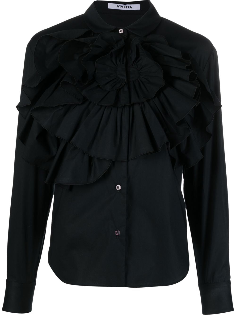 Vivetta ruffled long-sleeve shirt - Black von Vivetta