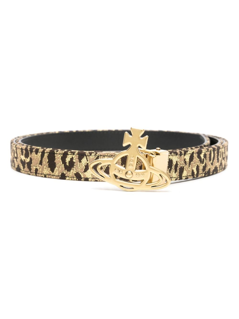 Vivienne Westwood Orb-buckle leopard-lurex belt - Brown von Vivienne Westwood