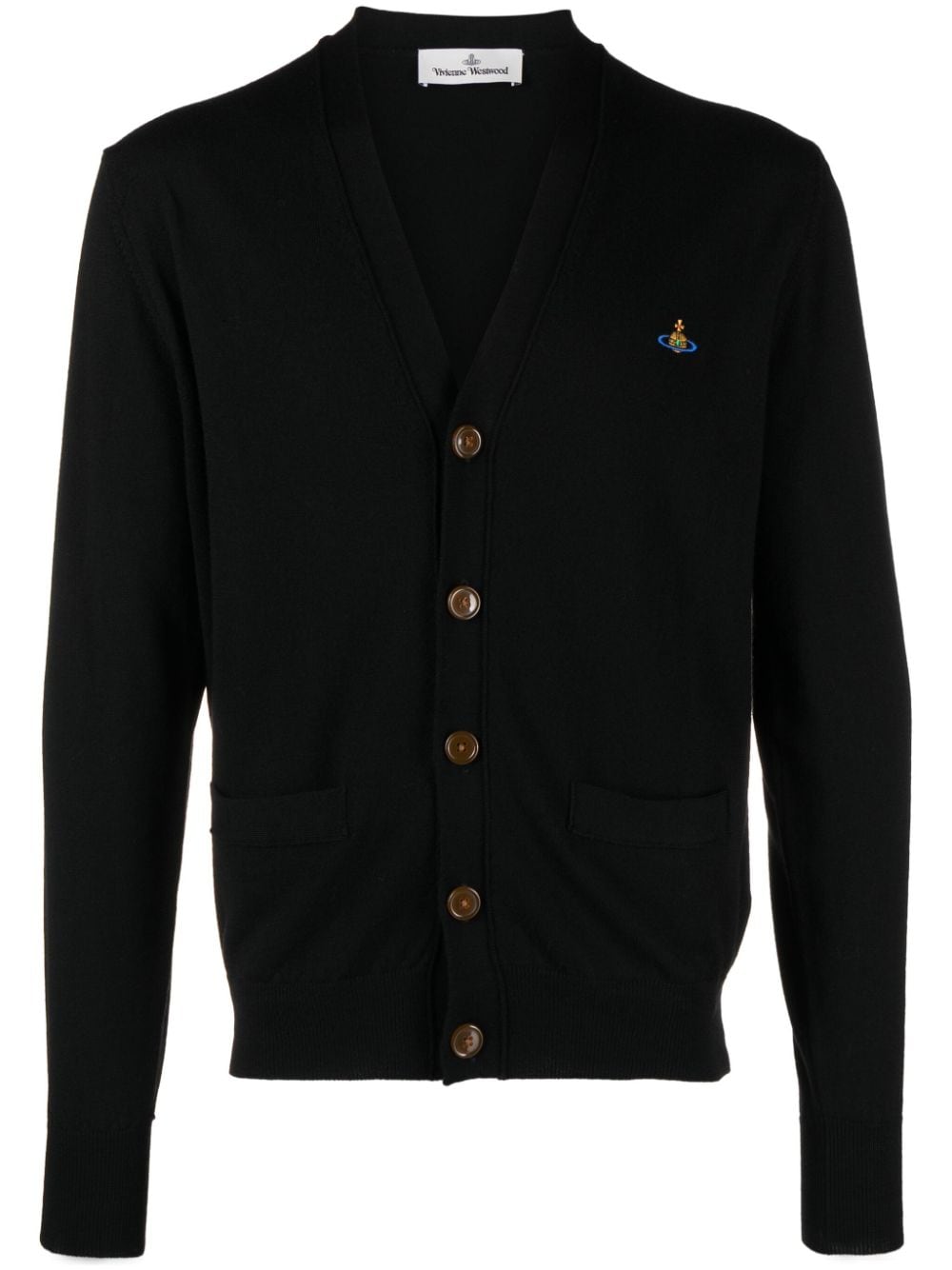 Vivienne Westwood Orb-embroidered V-neck cardigan - Black von Vivienne Westwood