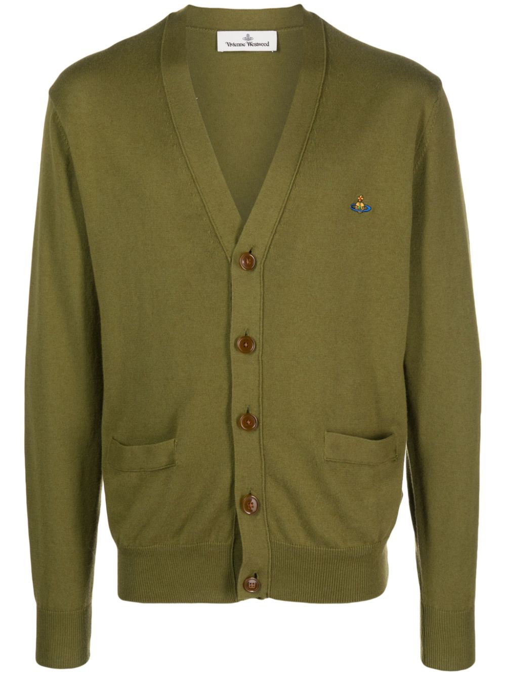 Vivienne Westwood Orb-embroidered V-neck cardigan - Green von Vivienne Westwood